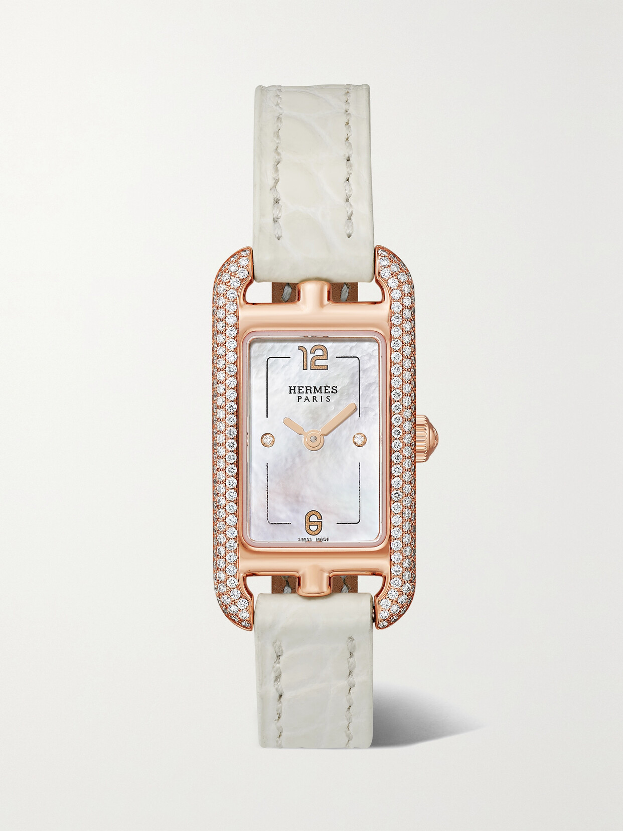 Hermès Timepieces - Nantucket 29mm Small 18-karat Rose Gold, Alligator, Mother-of-pearl And Diamond Watch - one size