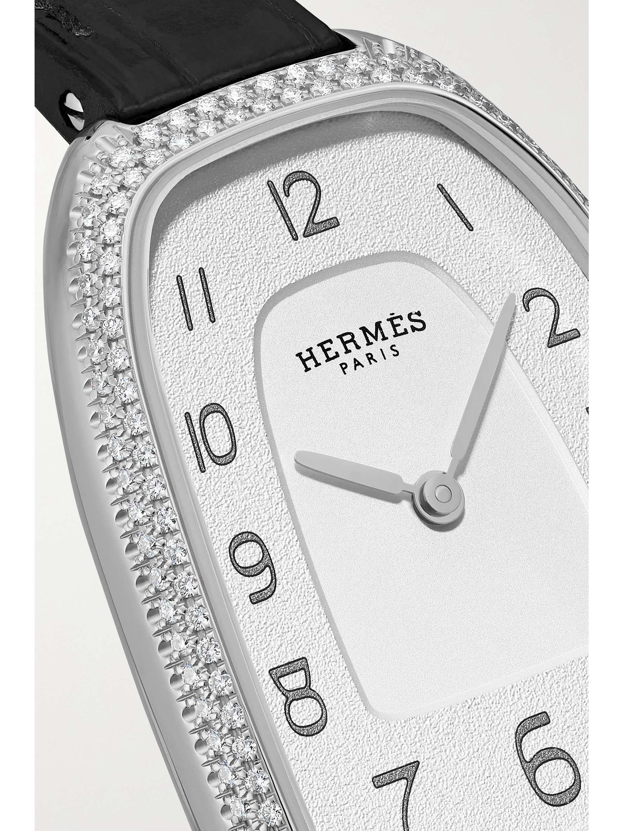 HERMÈS TIMEPIECES Galop d'Hermès 40mm large 18-karat rose gold and alligator watch