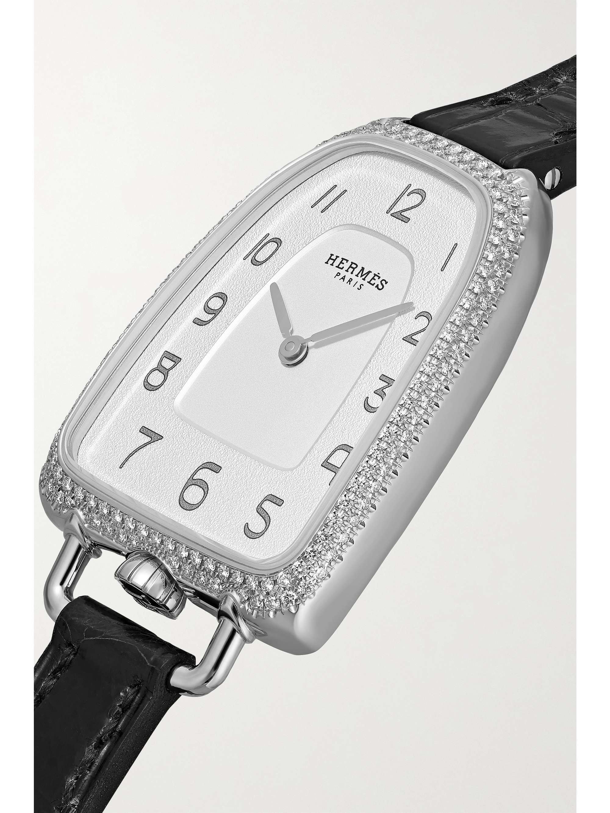 HERMÈS TIMEPIECES Galop d'Hermès 40mm large 18-karat rose gold and alligator watch