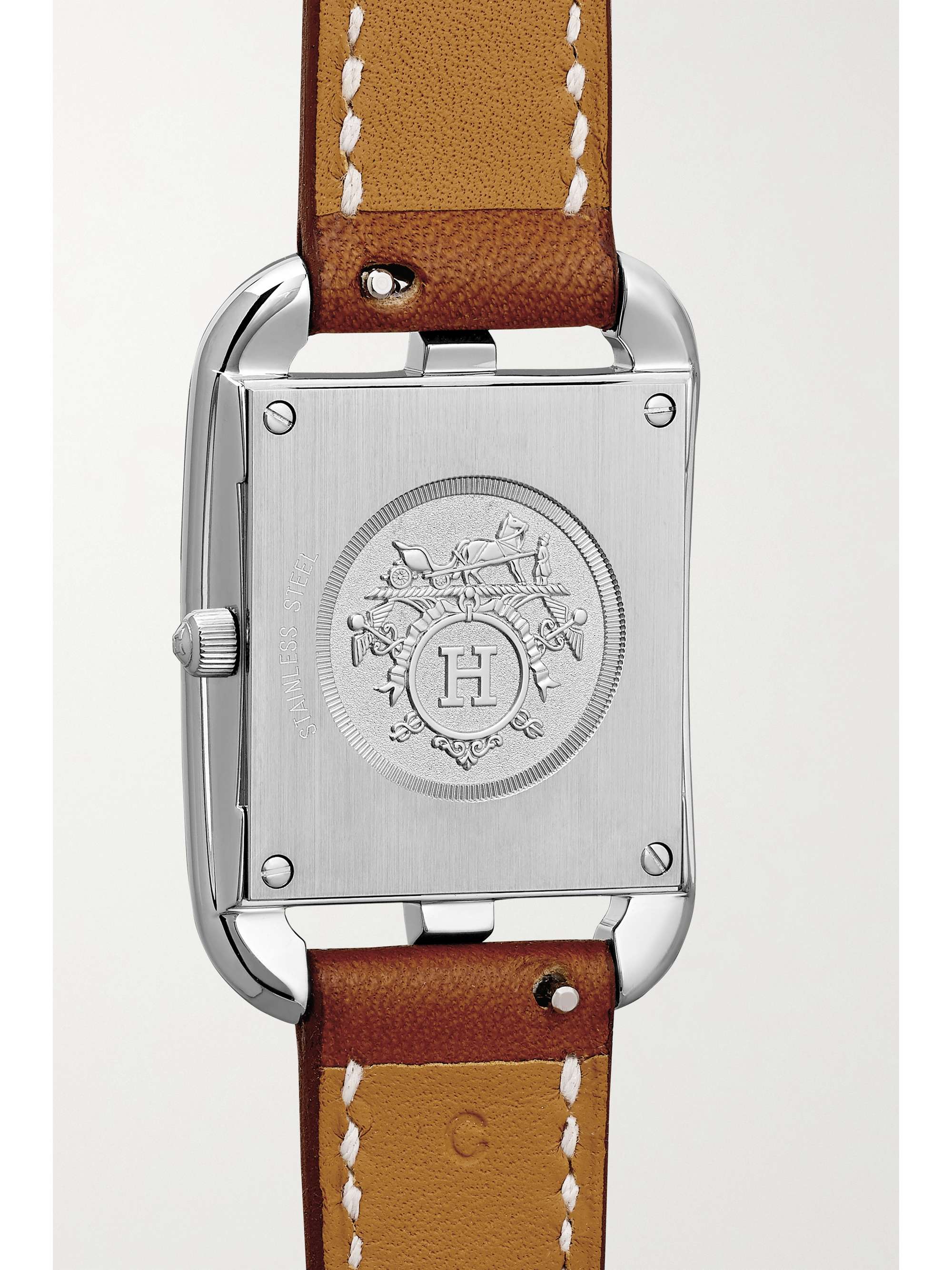 HERMÈS TIMEPIECES Cape Cod 31mm small stainless steel, leather, mother-of-pearl and diamond watch