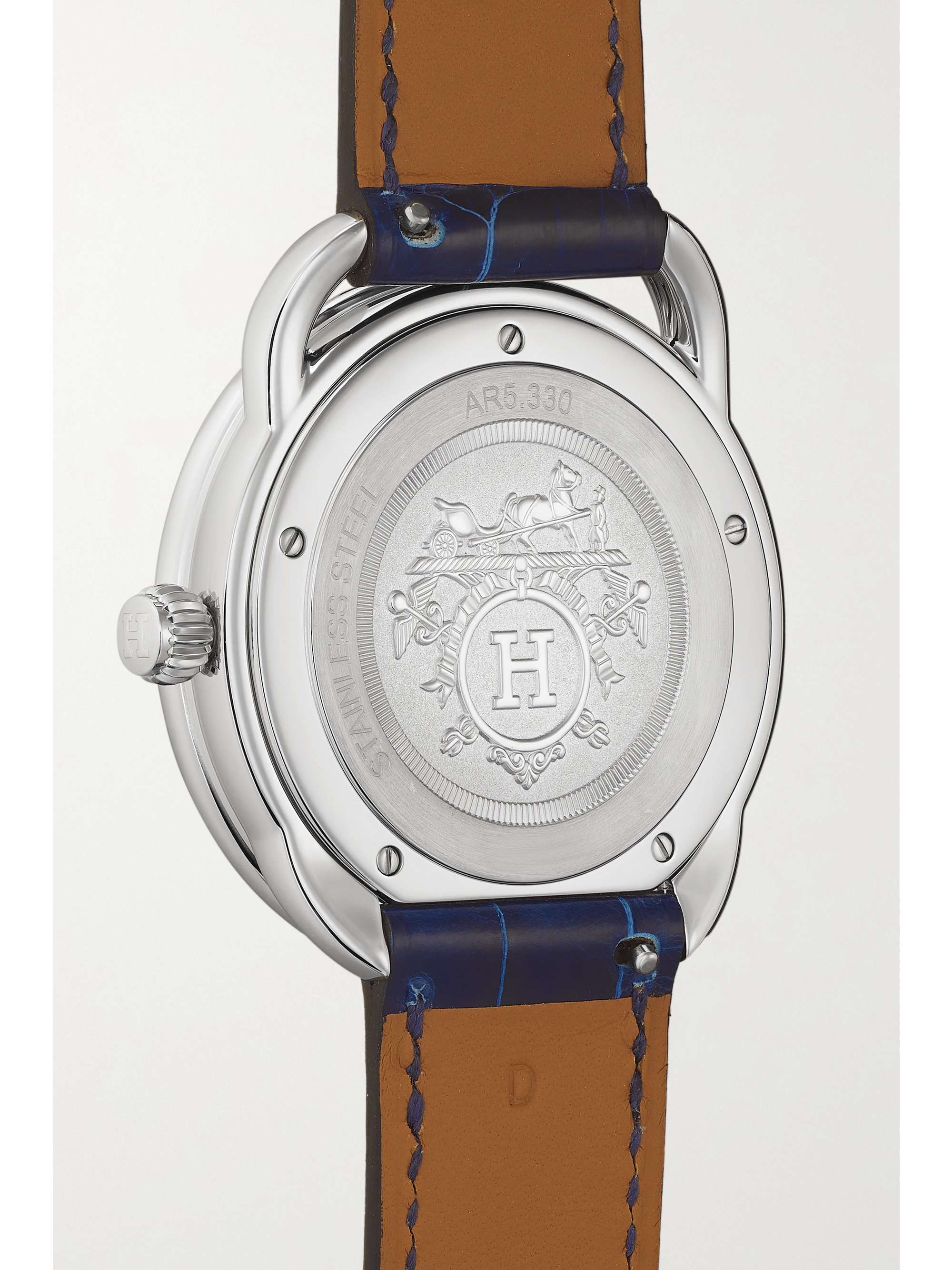 HERMÈS TIMEPIECES Arceau Soleil 36mm large stainless steel, alligator and diamond watch