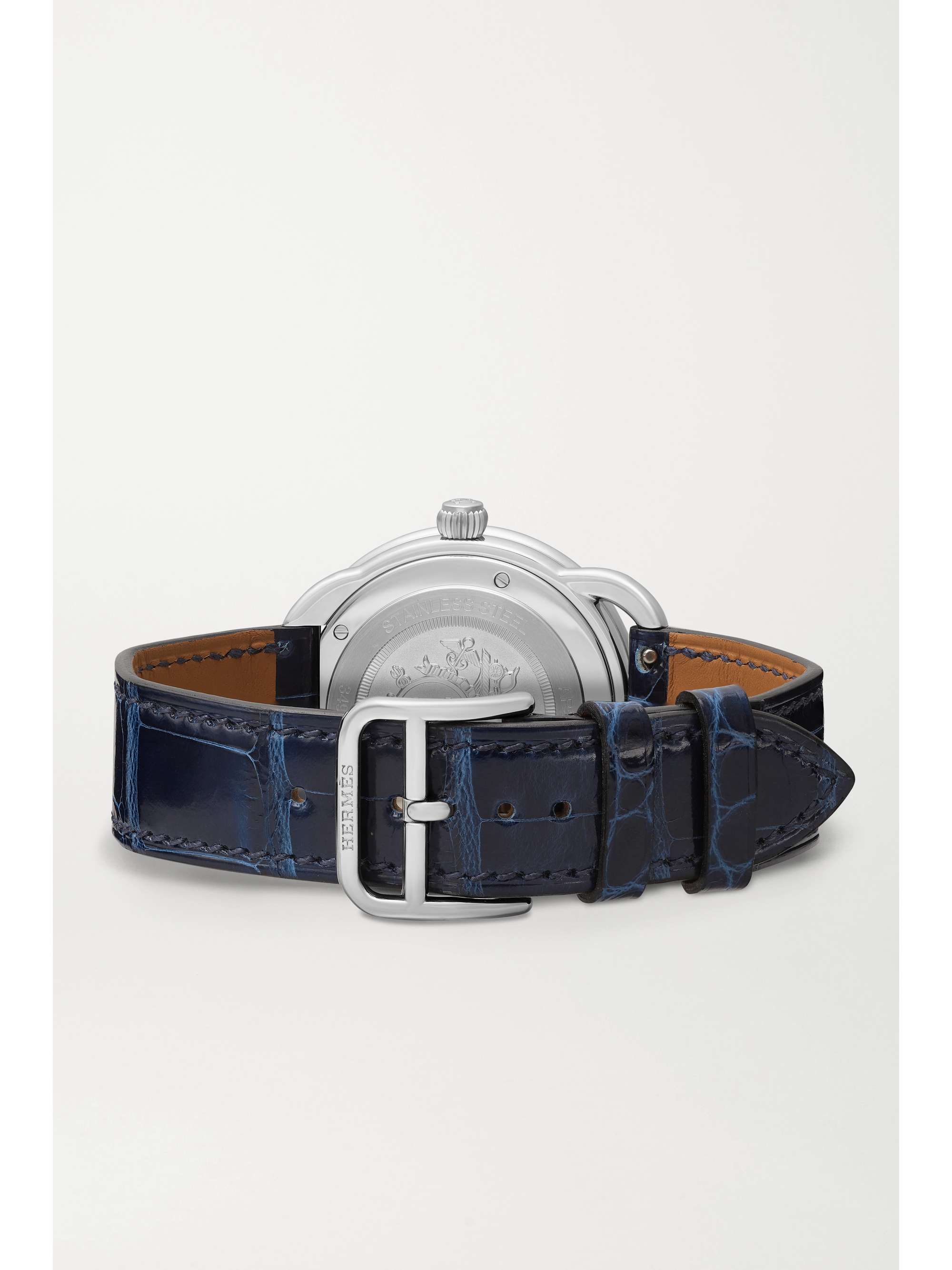 HERMÈS TIMEPIECES Arceau Soleil 36mm large stainless steel, alligator and diamond watch