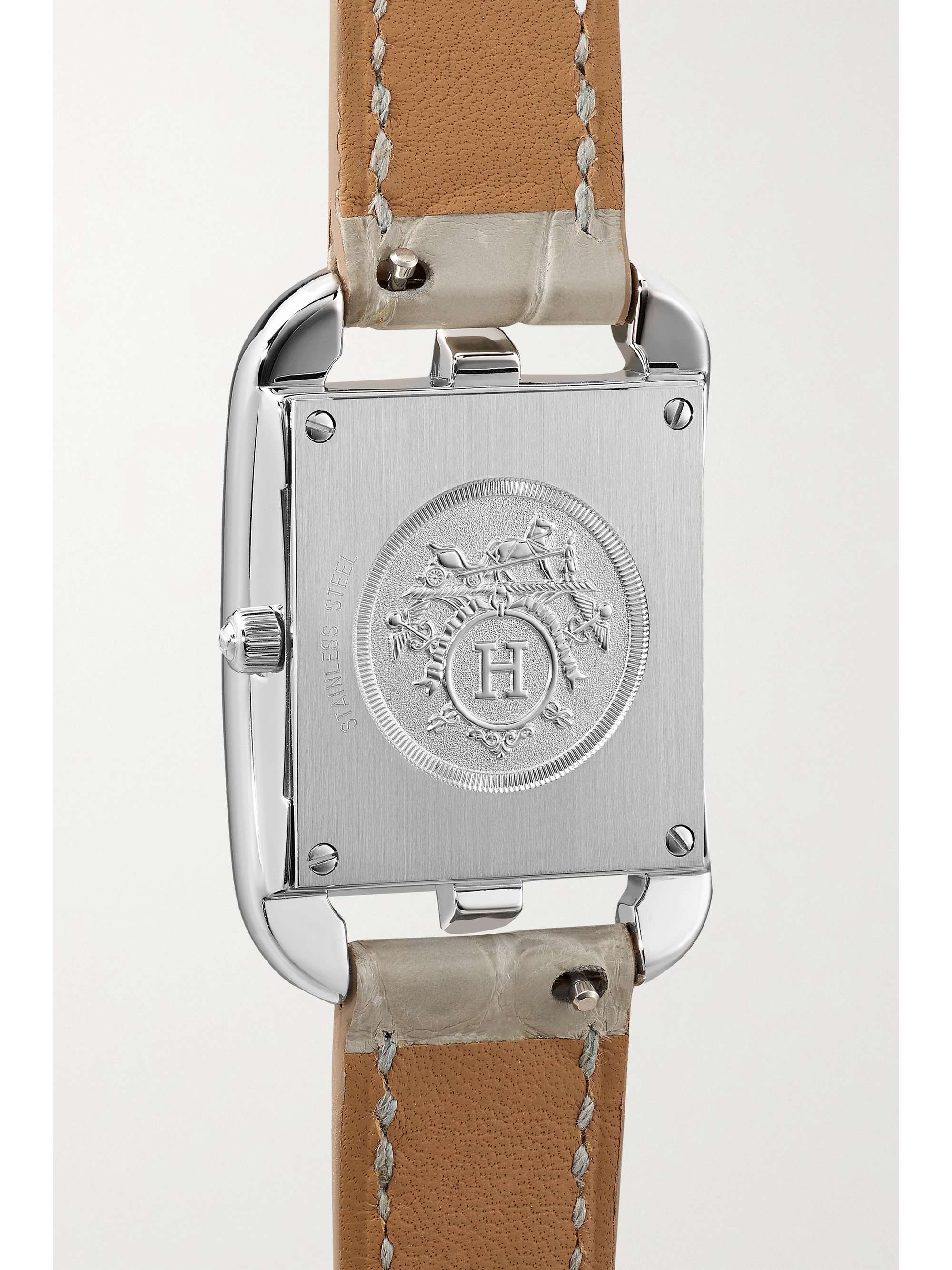 HERMÈS TIMEPIECES Montre en acier inoxydable et diamants à bracelet en alligator Cape Cod Small, 31 mm