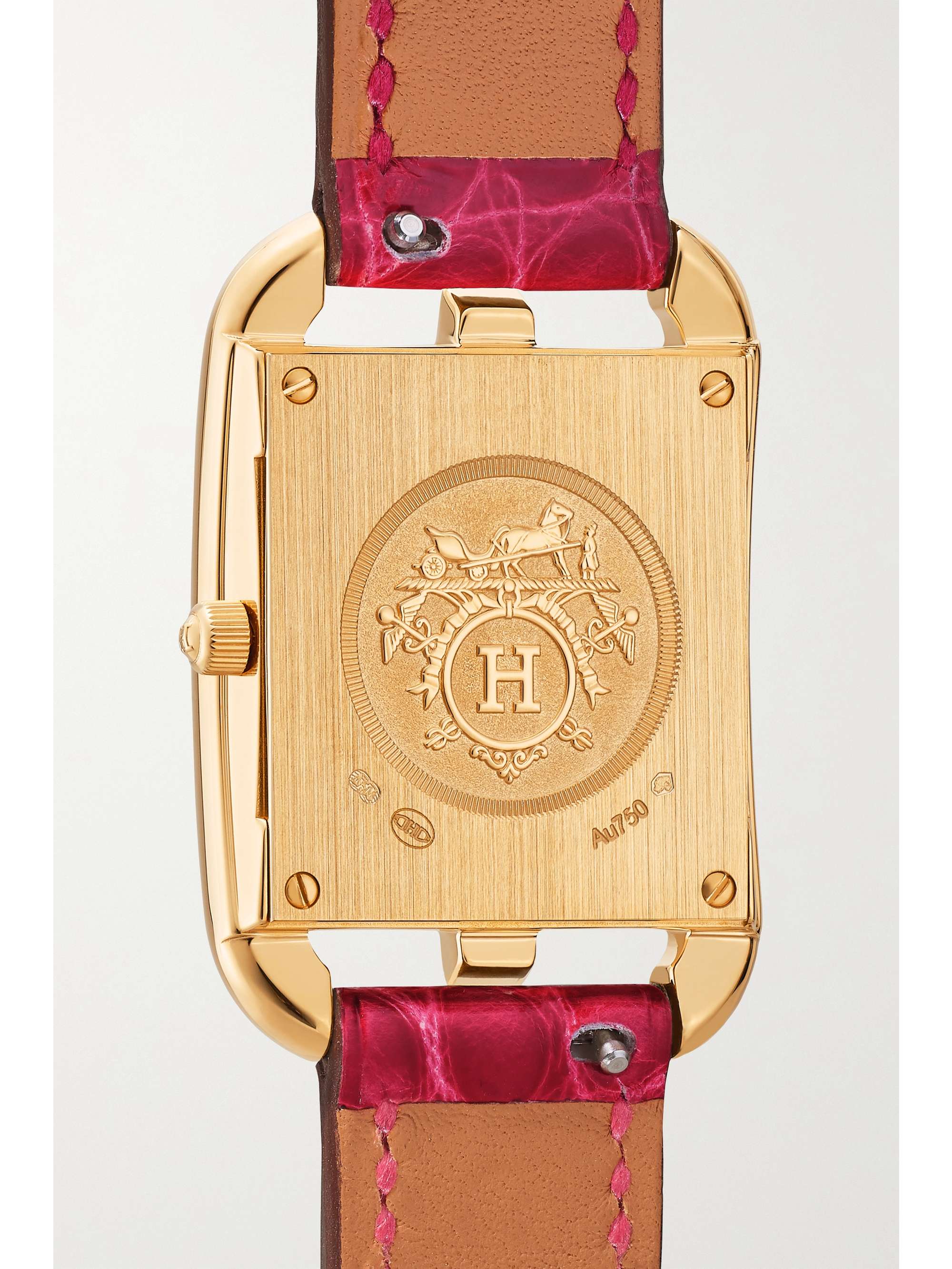 HERMÈS TIMEPIECES Cape Cod 31mm small 18-karat gold, alligator, mother-of-pearl and diamond watch