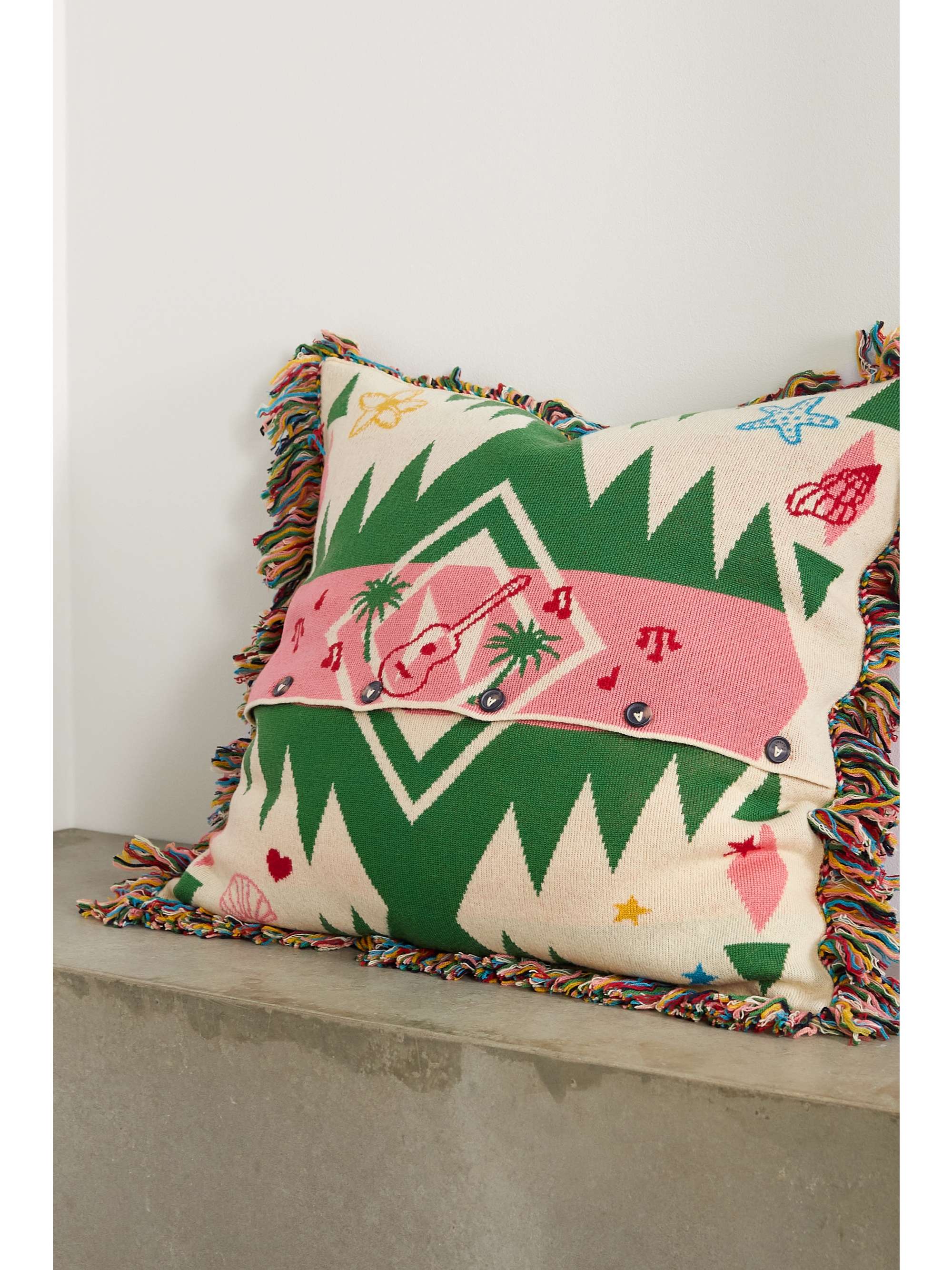 ALANUI Summer Vibes Icon fringed wool-blend jacquard cushion