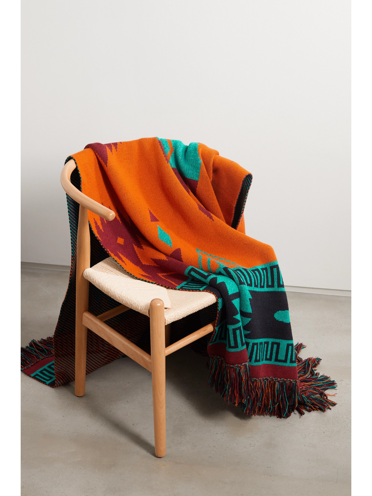 ALANUI - Icon Jacquard-knit Wool-blend Throw - Orange