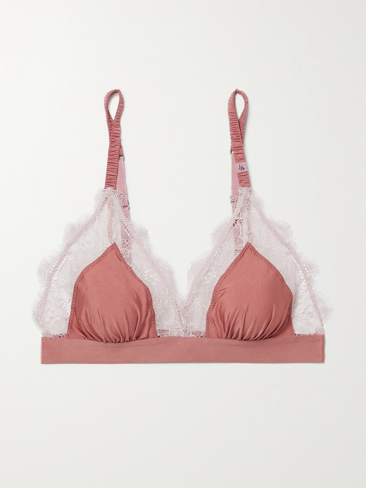 Love Stories - + Net Sustain Love Recycled Lace-trimmed Stretch-satin Soft-cup Triangle Bra - Pink image