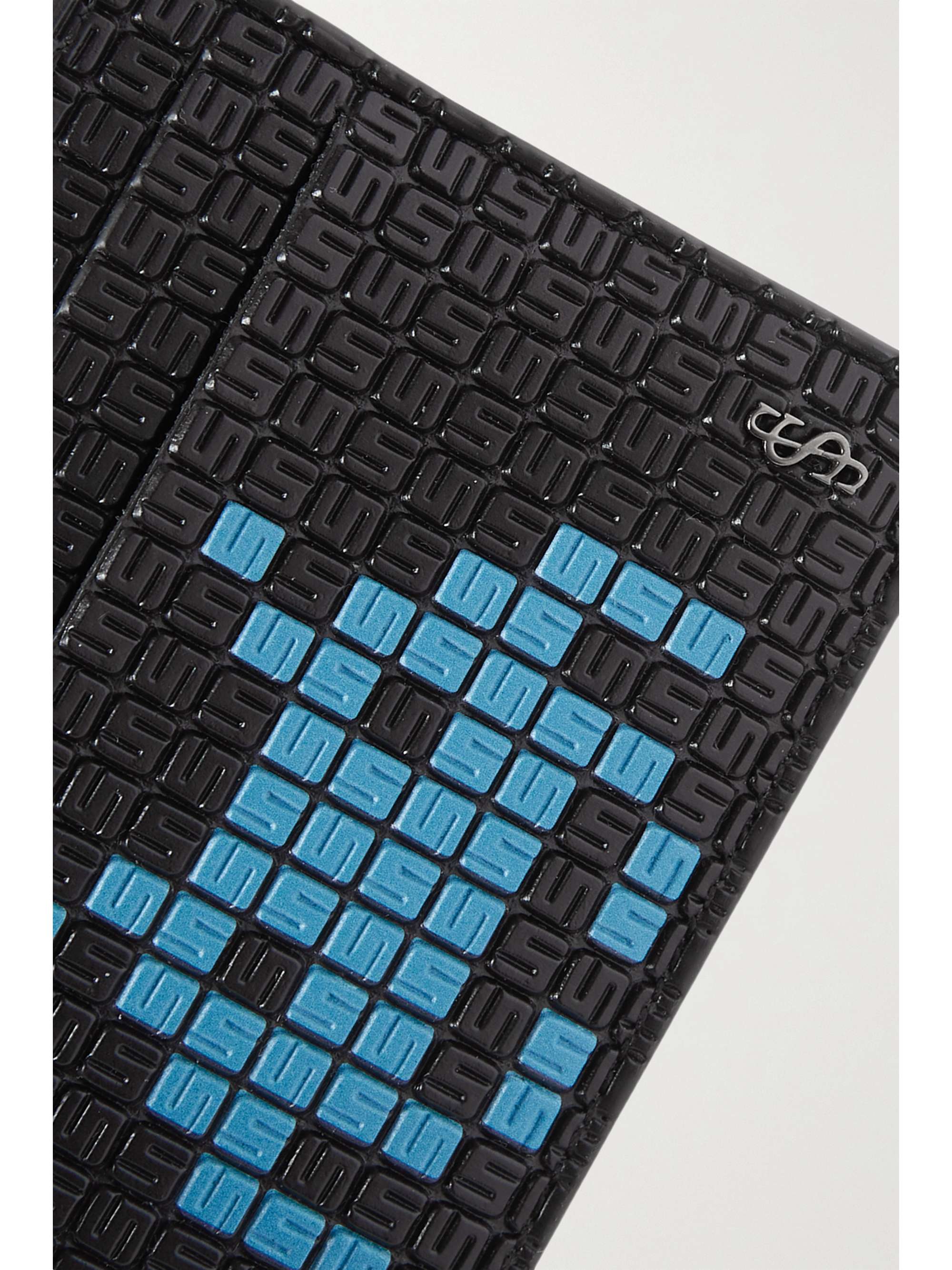 SERAPIAN + Space Invaders leather and woven coated-canvas cardholder