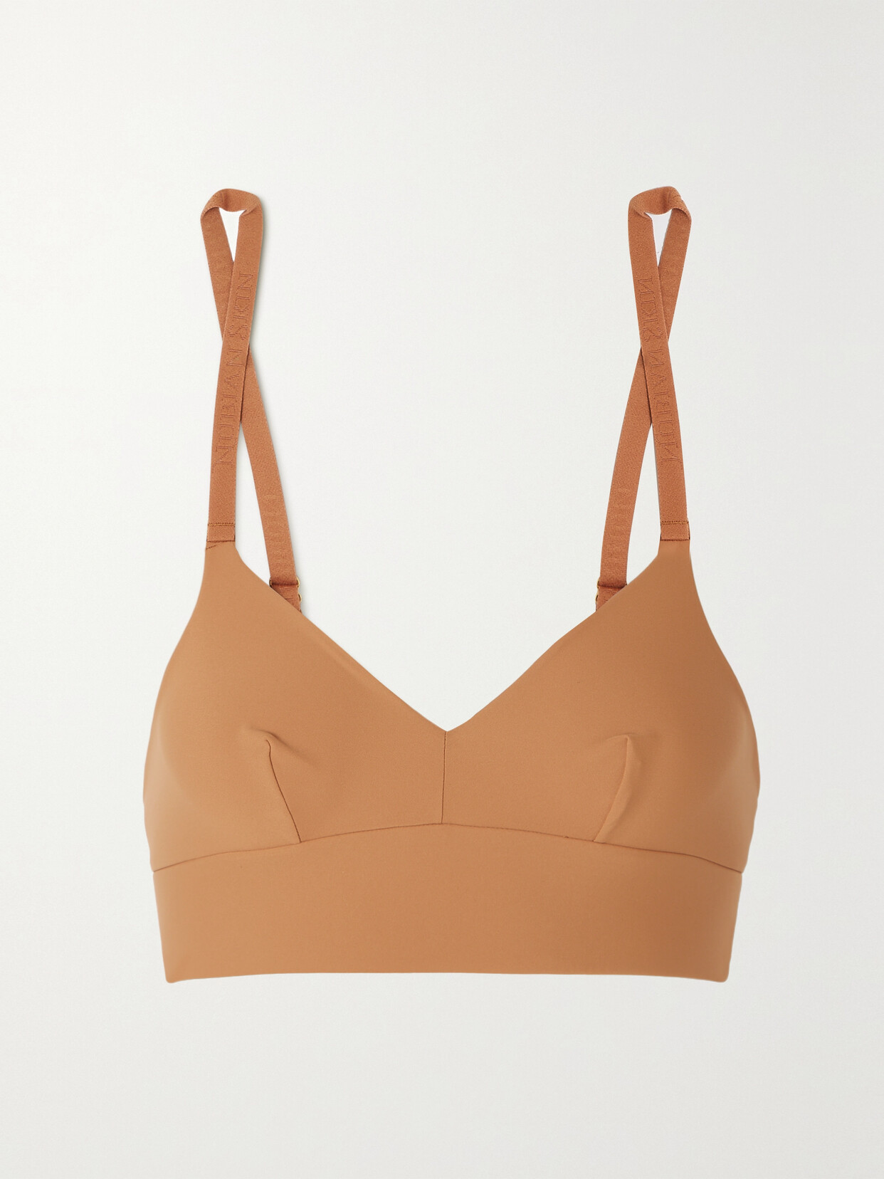 Shop Nubian Skin Naked Stretch-jersey Soft-cup Bra In Brown