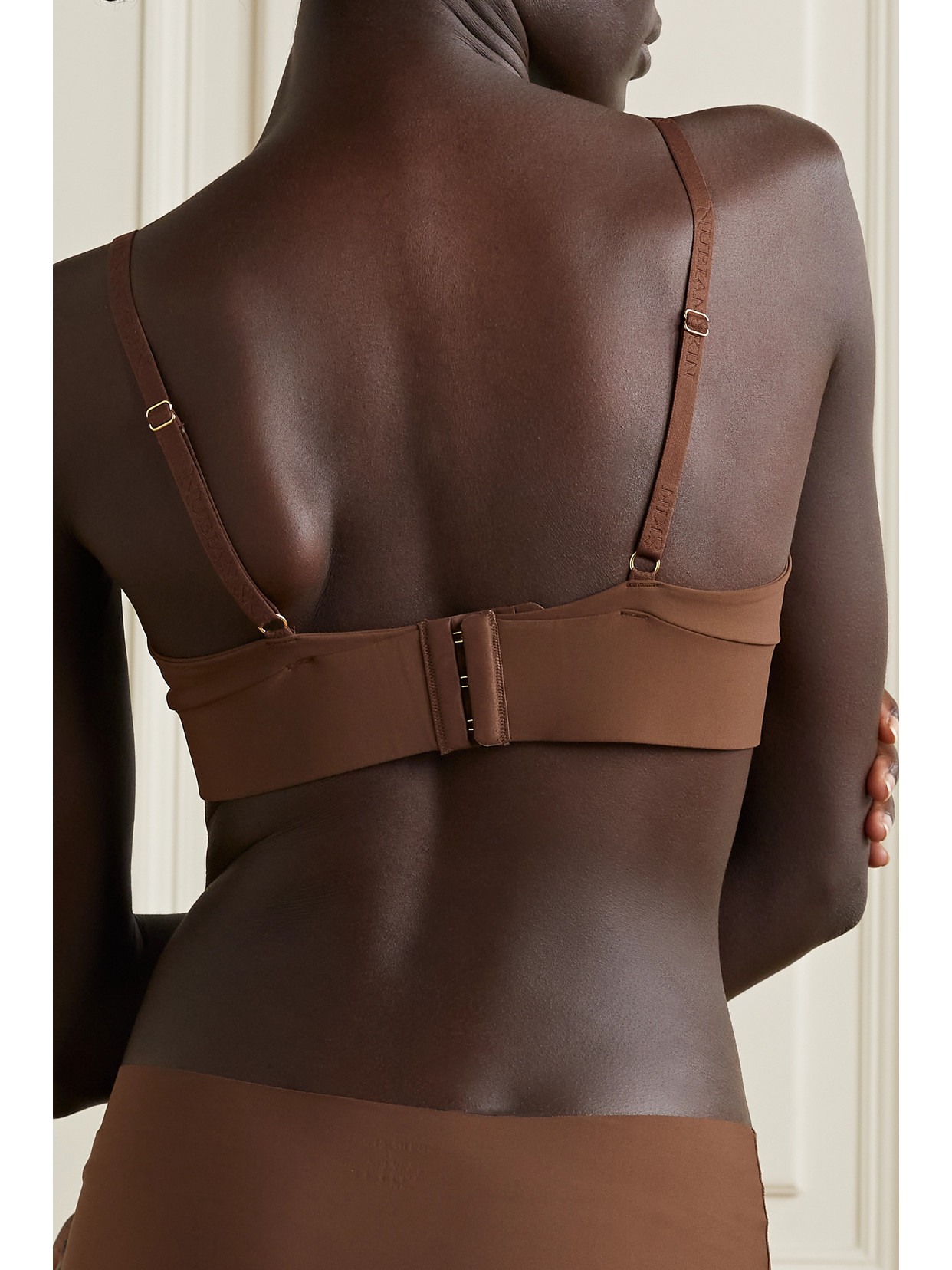 Shop Nubian Skin Naked Stretch-jersey Soft-cup Bra In Brown