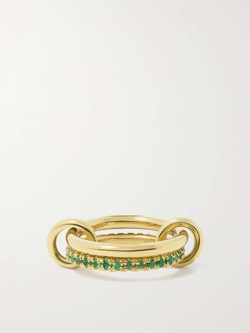 Spinelli Kilcollin Ceres Deux Set Of Two 18-karat Gold Emerald Rings