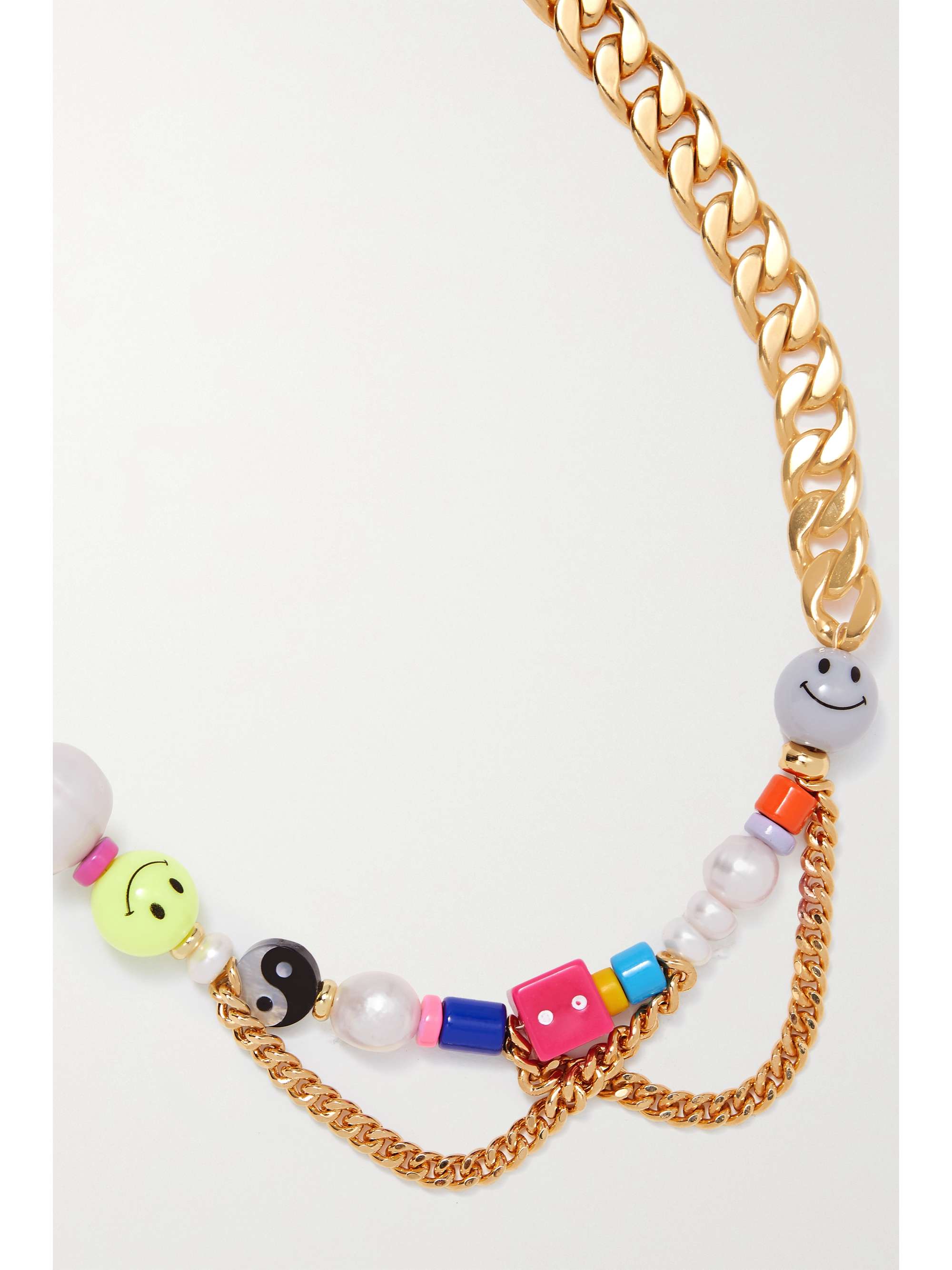 MARTHA CALVO Lucky gold-plated, pearl and crystal necklace