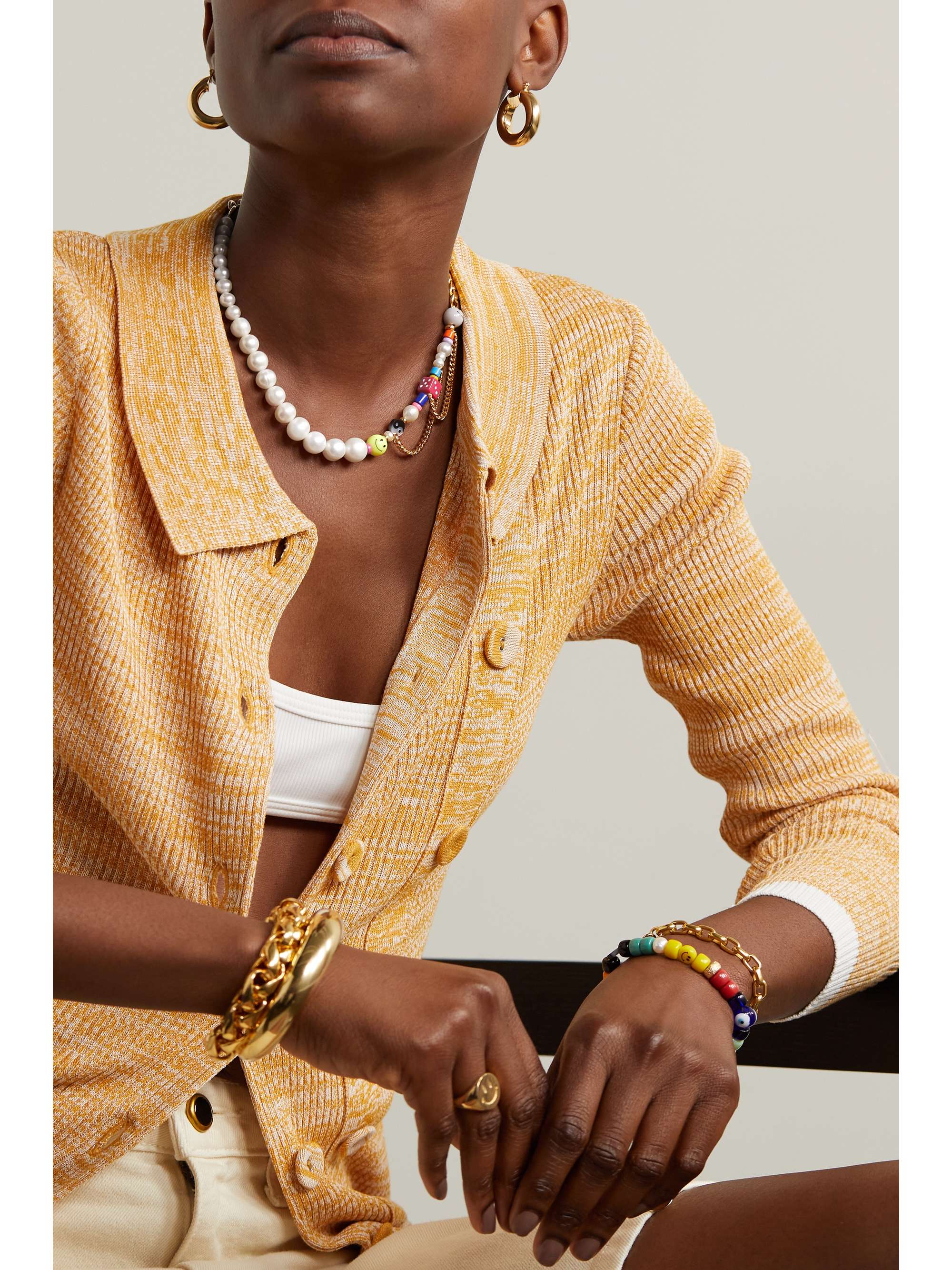 MARTHA CALVO Lucky gold-plated, pearl and crystal necklace