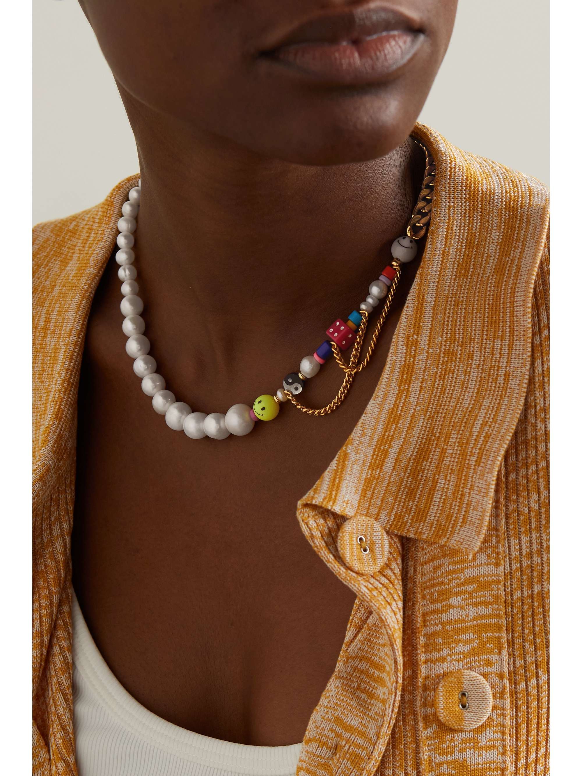 MARTHA CALVO Happy Go Lucky gold-plated, pearl and bead necklace | NET ...