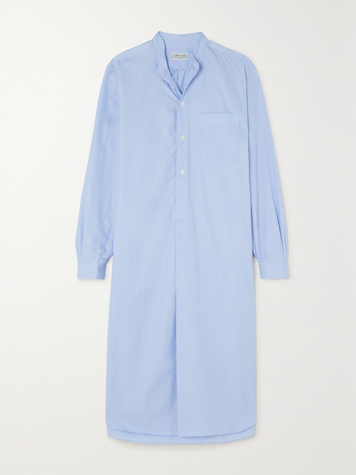 Charvet Elysee Cotton-poplin Nightdress In Blue