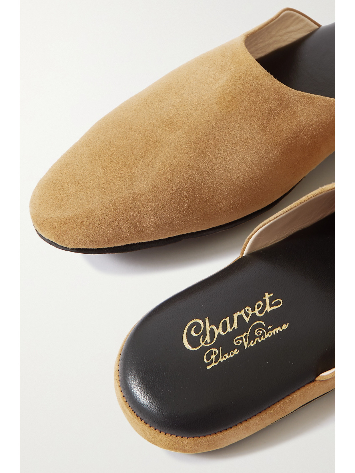 Shop Charvet Suede Slippers In Brown