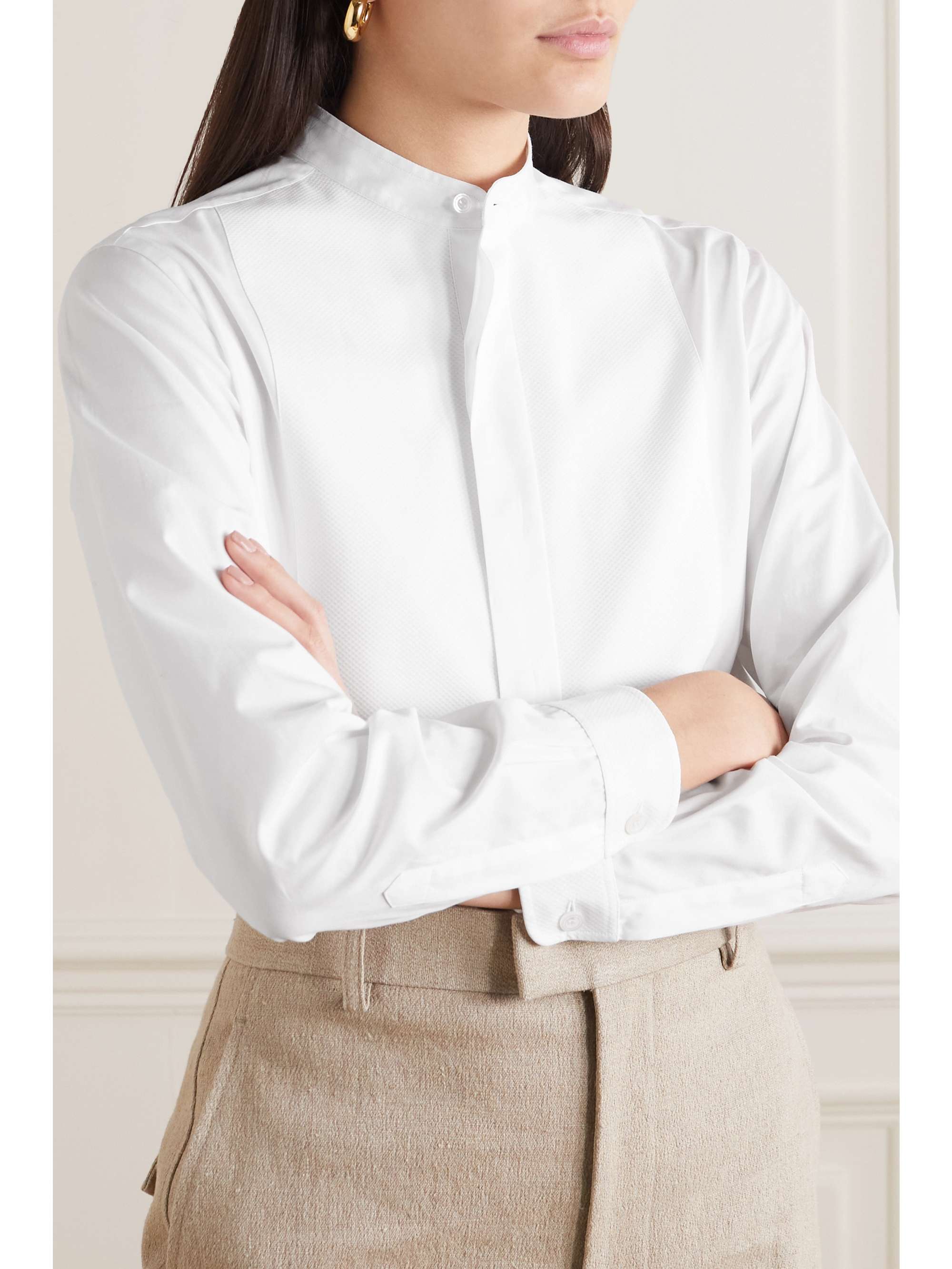 CHARVET Cotton-poplin and piqué shirt