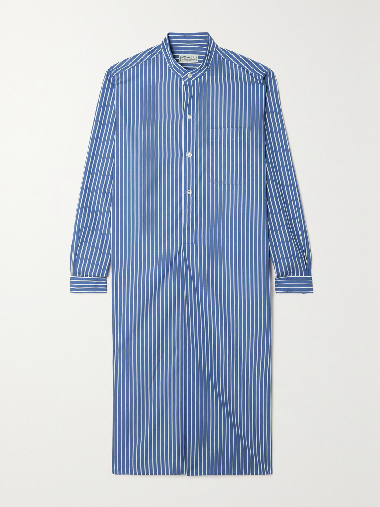 Charvet Elysee Oversized Striped Cotton-poplin Nightdress In Blue