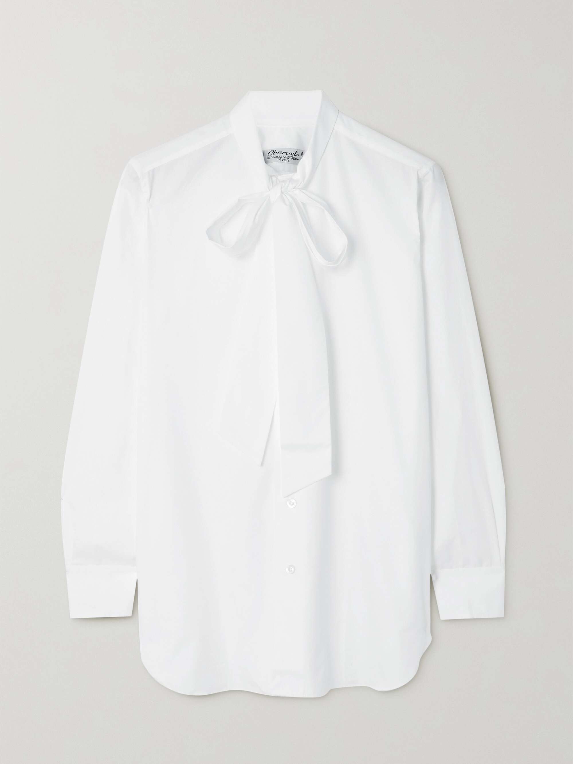 White Pussy-bow cotton-poplin shirt | CHARVET | NET-A-PORTER