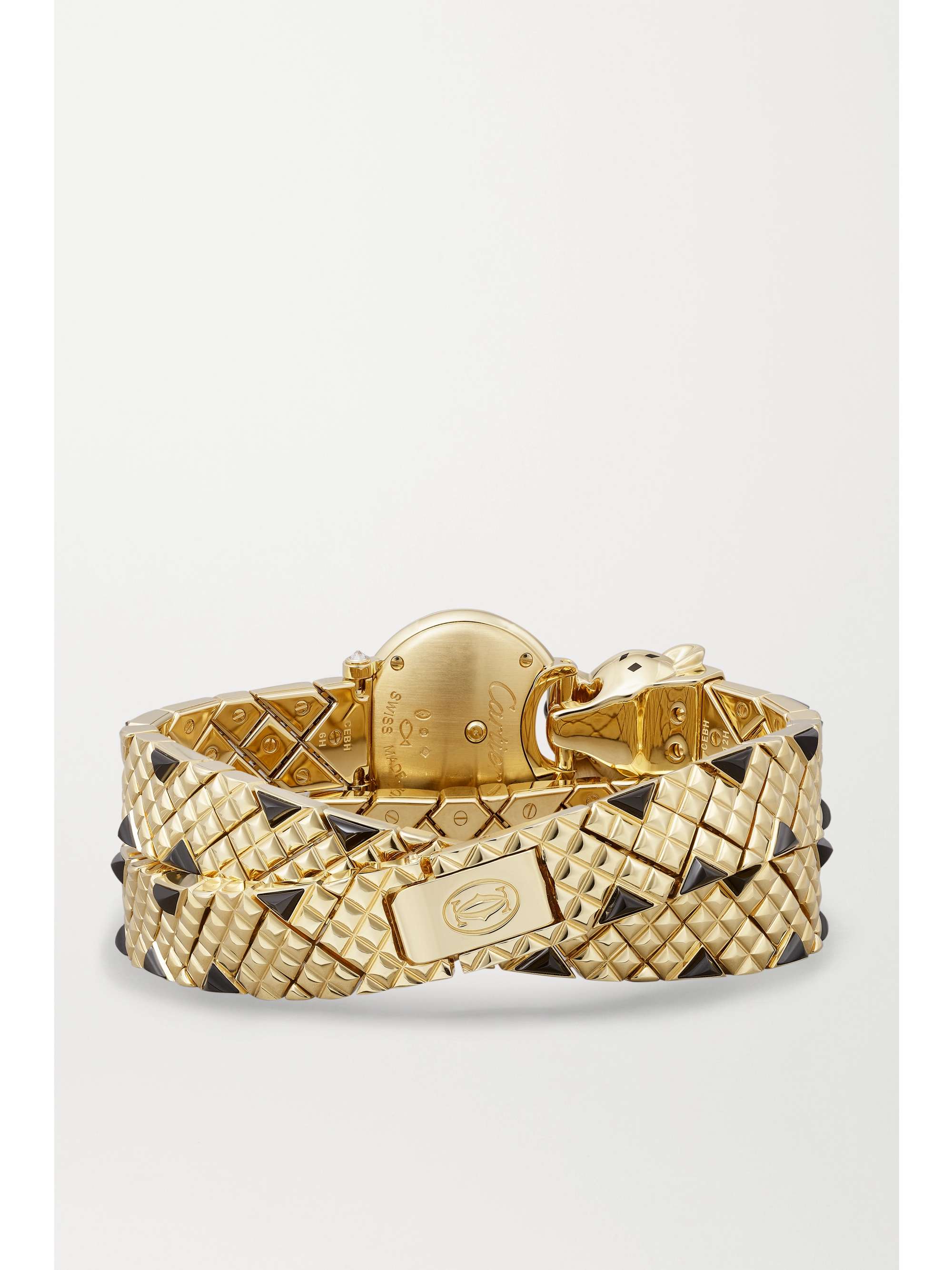 CARTIER Panthère de Cartier kleine 23,6 mm Uhr aus 18 Karat Gold mit lackierten Details und mehreren Steinen