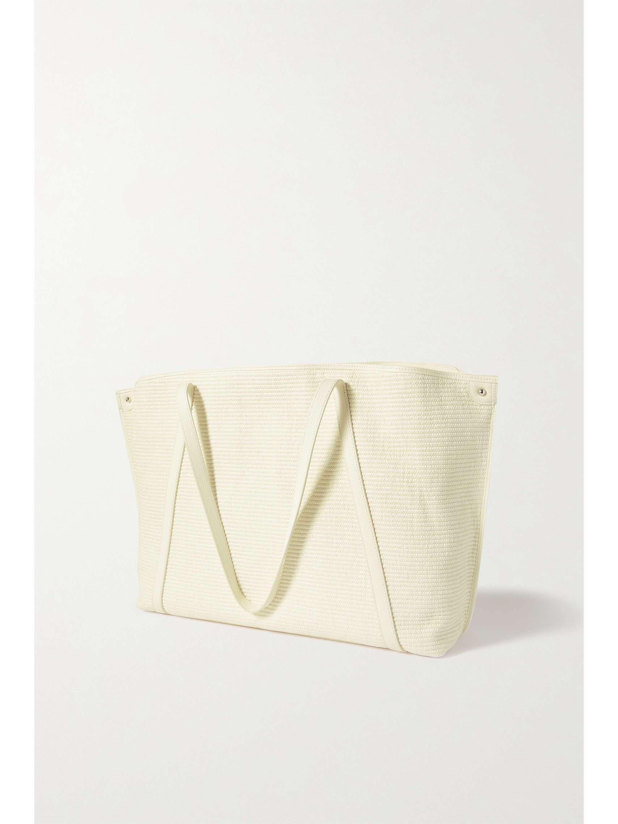 AKRIS Leather-trimmed cotton-canvas tote