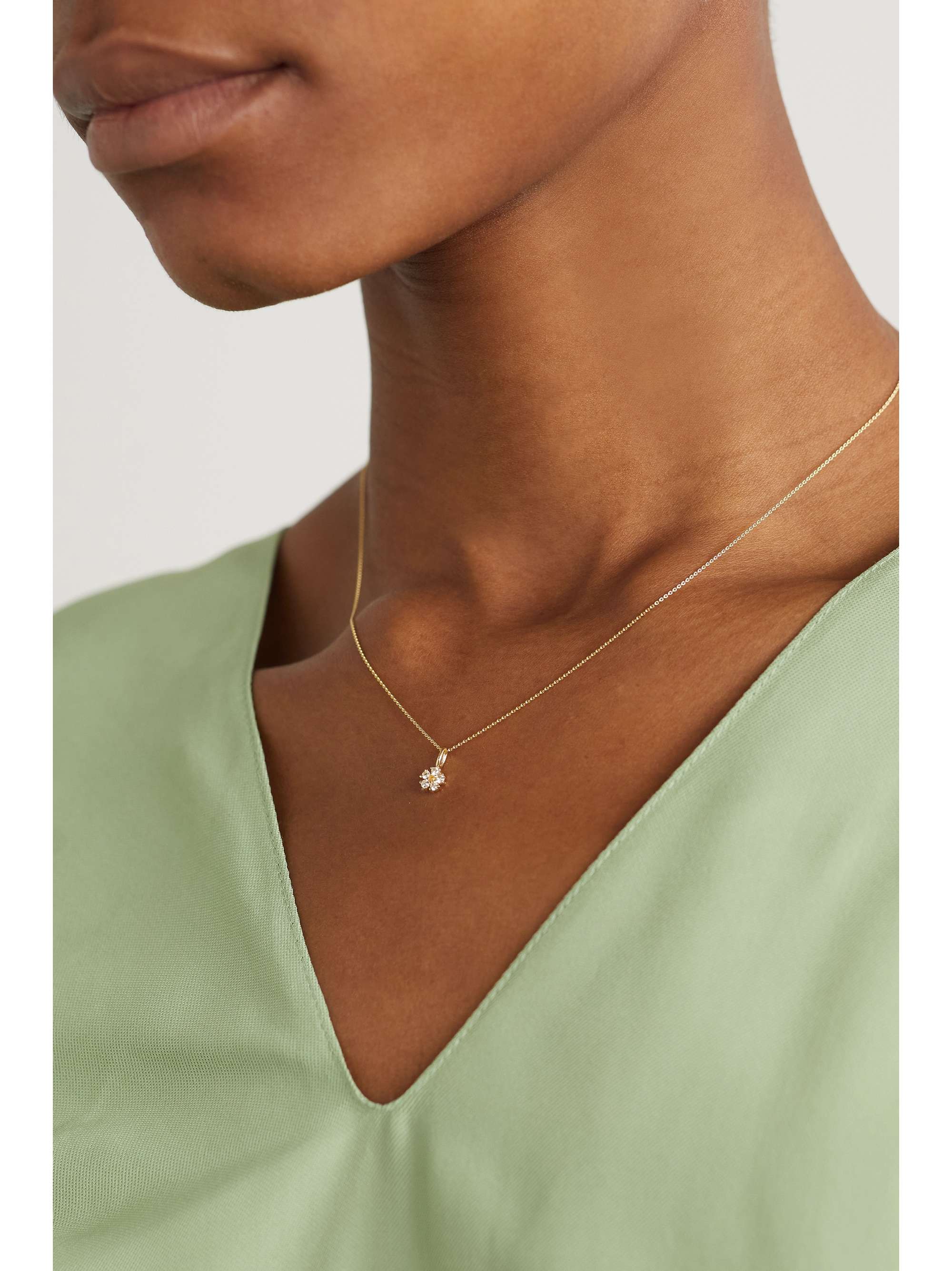 STONE AND STRAND Flower gold sapphire necklace NETAPORTER