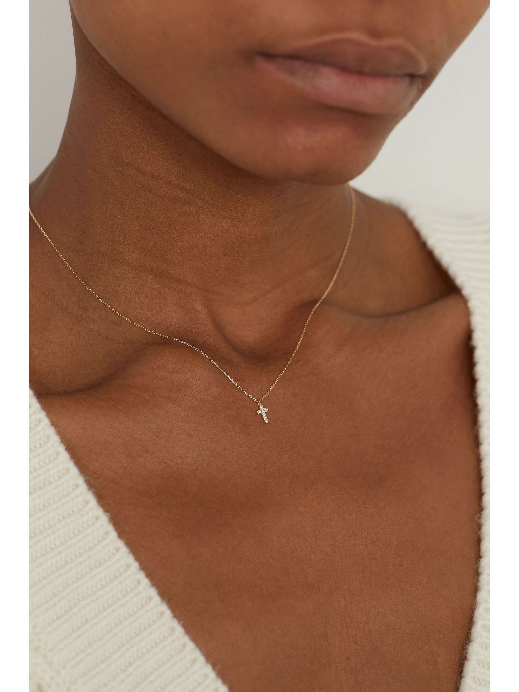 STONE AND STRAND Cross gold diamond necklace NETAPORTER