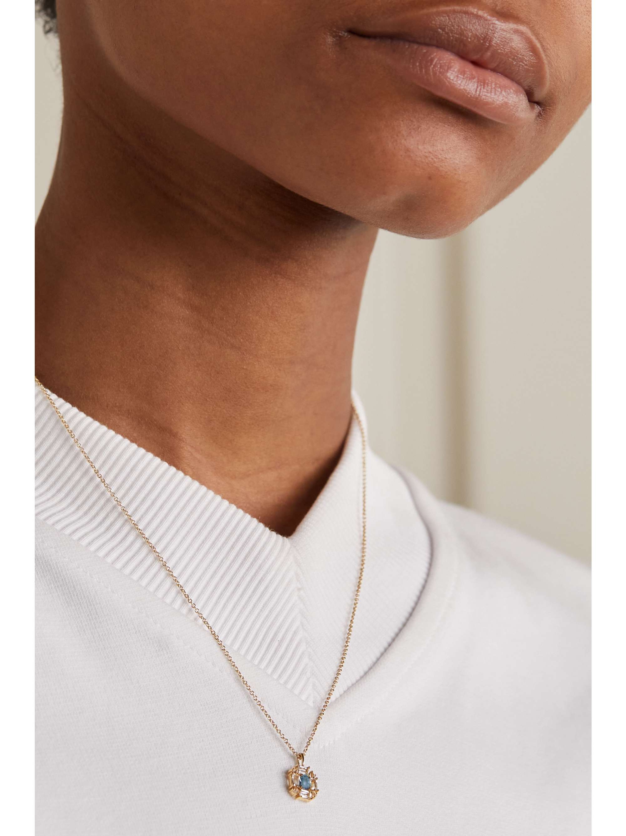 STONE AND STRAND Crown Princess Shield gold sapphire necklace NETA