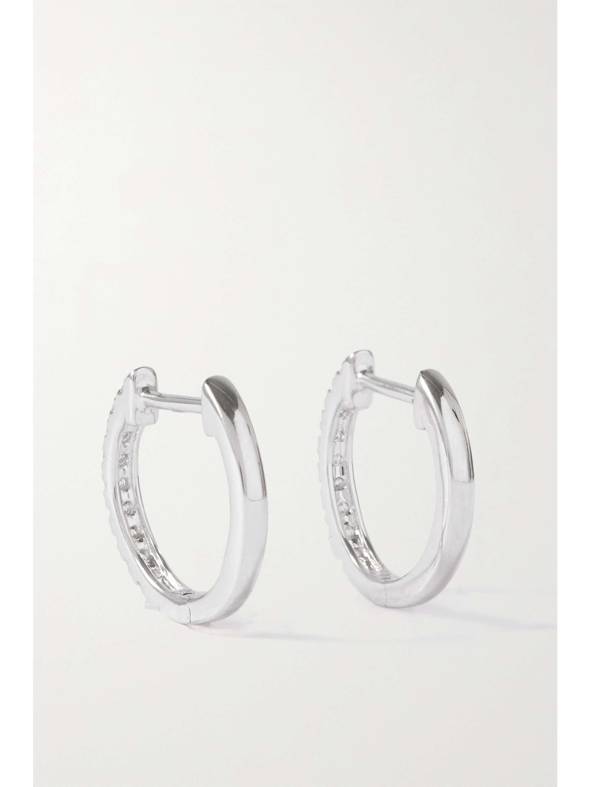 STONE AND STRAND Medium white gold diamond hoop earrings NETAPORTER