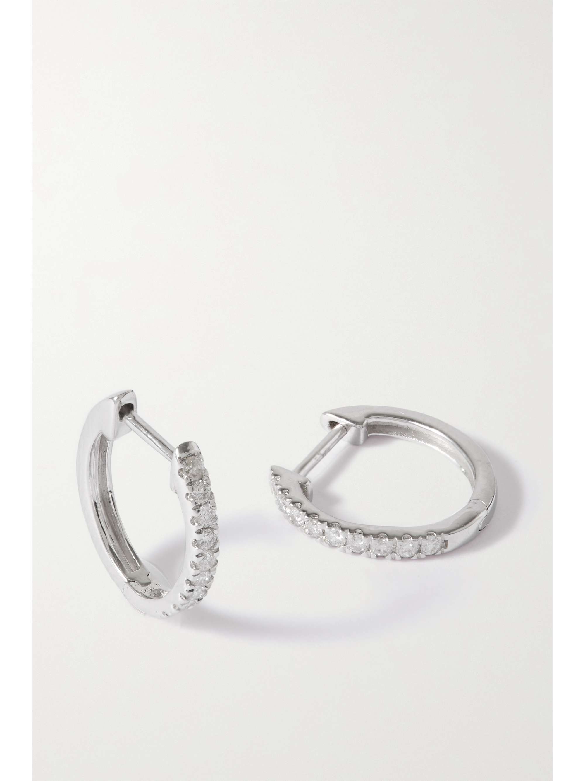 STONE AND STRAND Medium white gold diamond hoop earrings NETAPORTER