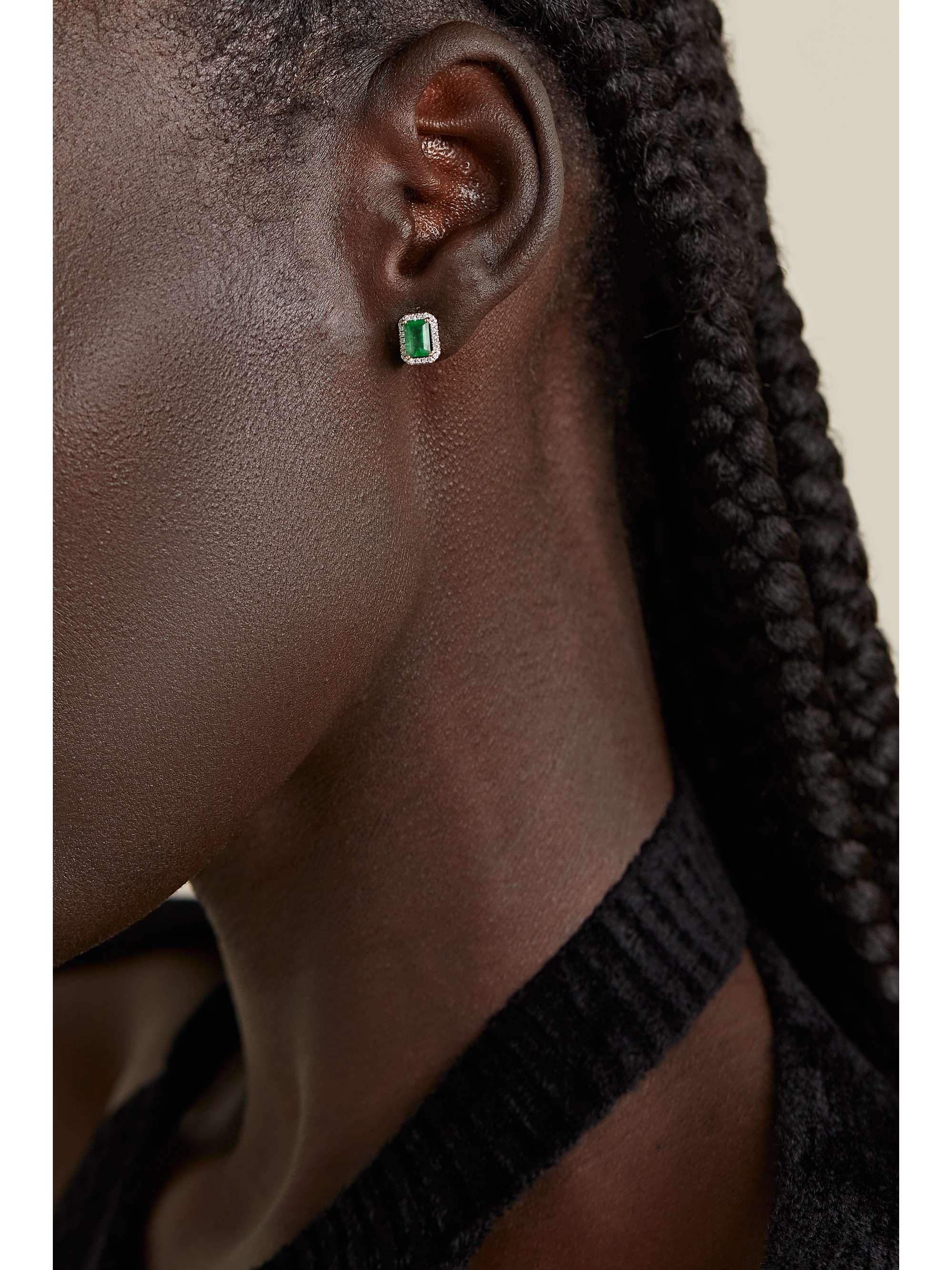 MATEO 14-karat gold, emerald and diamond earrings