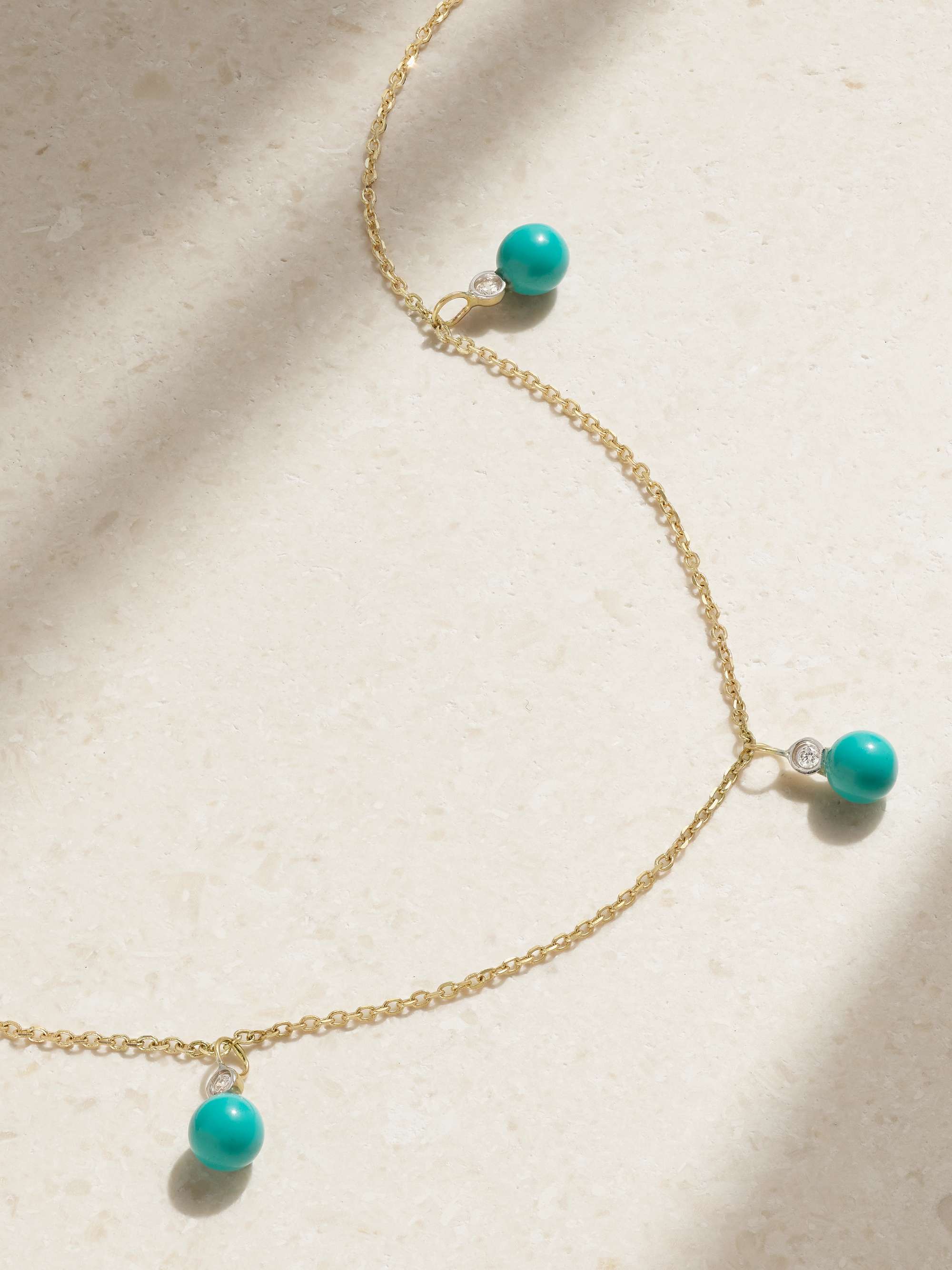 MATEO 14-karat gold, turquoise and diamond necklace