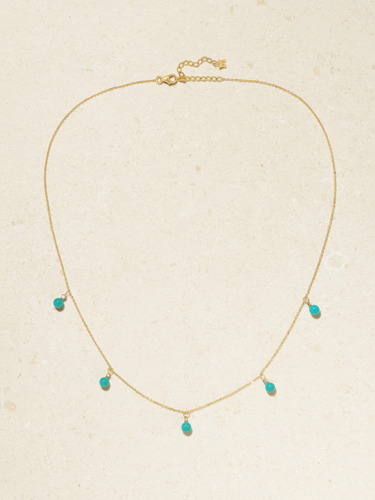 Mateo 14-karat Gold, Turquoise And Diamond Necklace