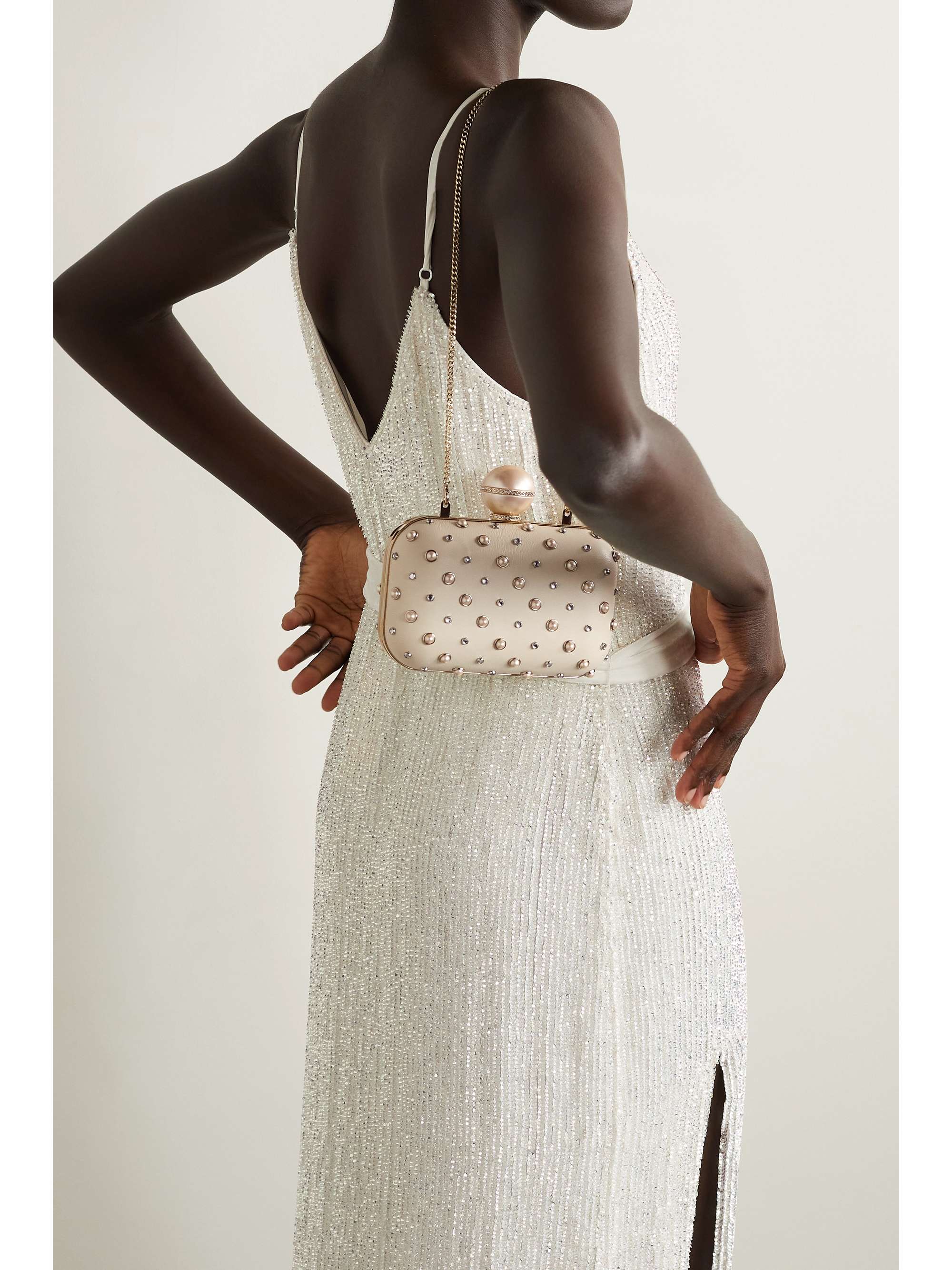 JIMMY CHOO Cloud embellished leather clutch