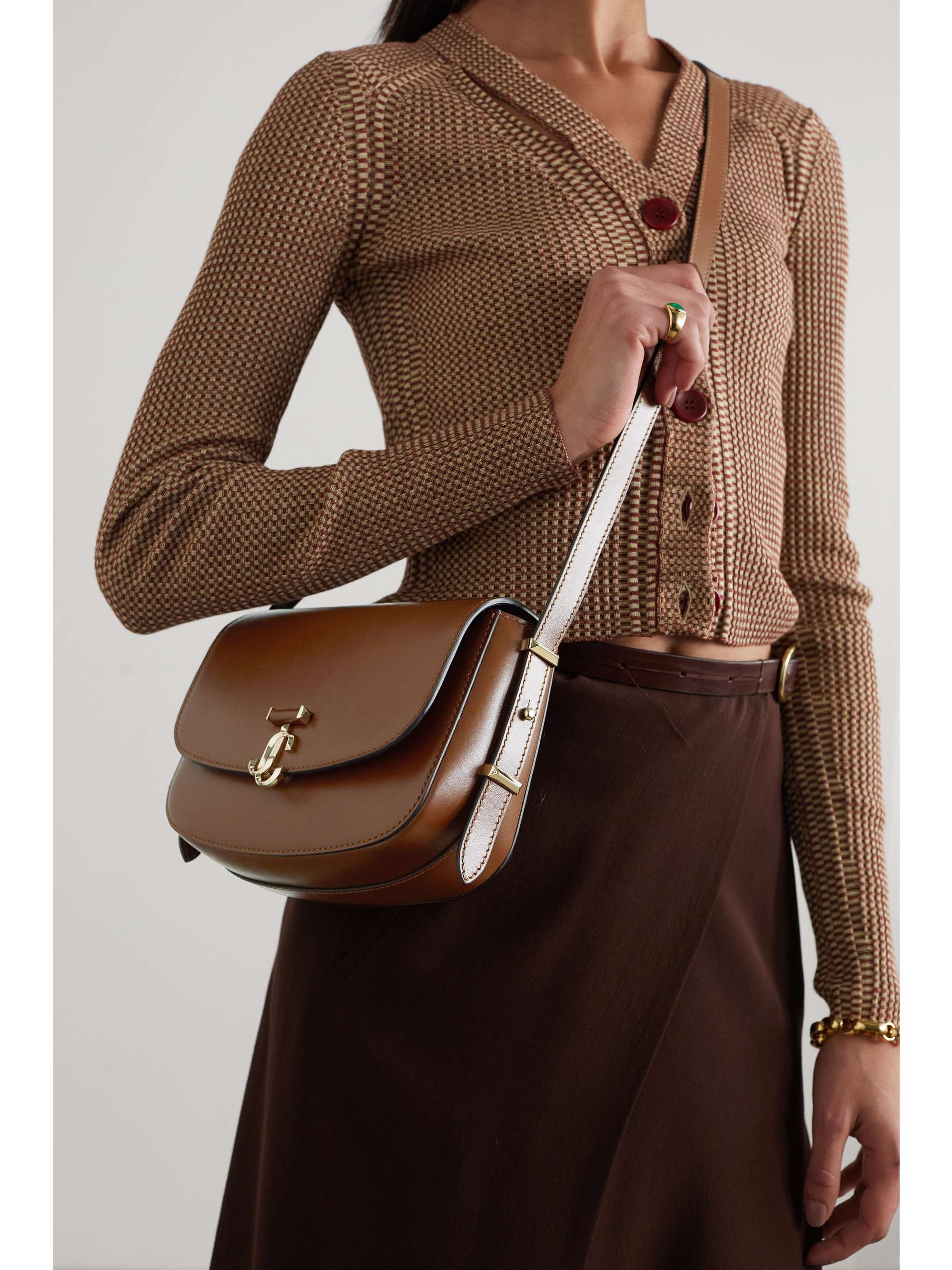 Tan Varenne leather shoulder bag | JIMMY CHOO | NET-A-PORTER