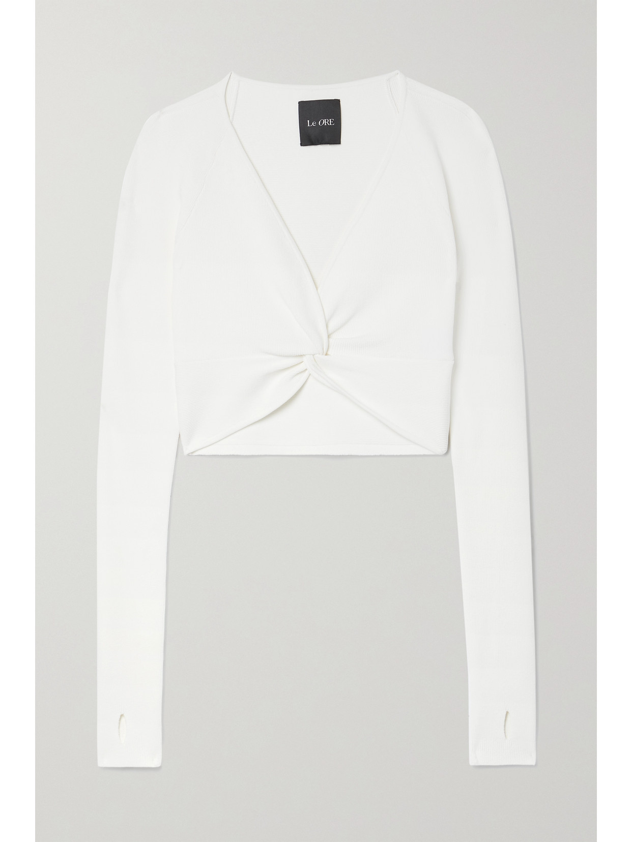 Le Ore Rimini Cropped Twisted Recycled Ribbed-knit Top In White