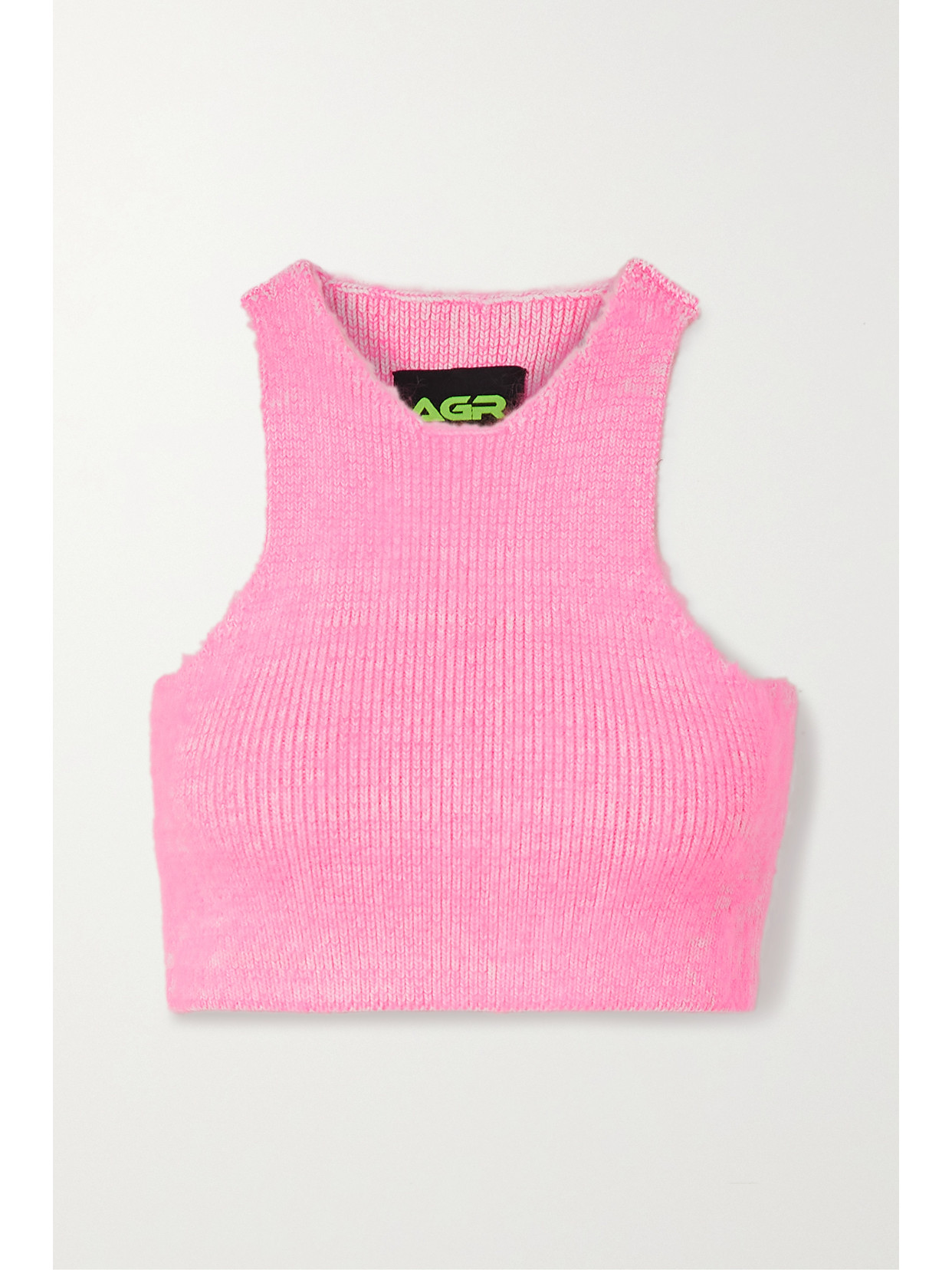 AGR Cropped Brushed Cotton-blend Tank - Pink