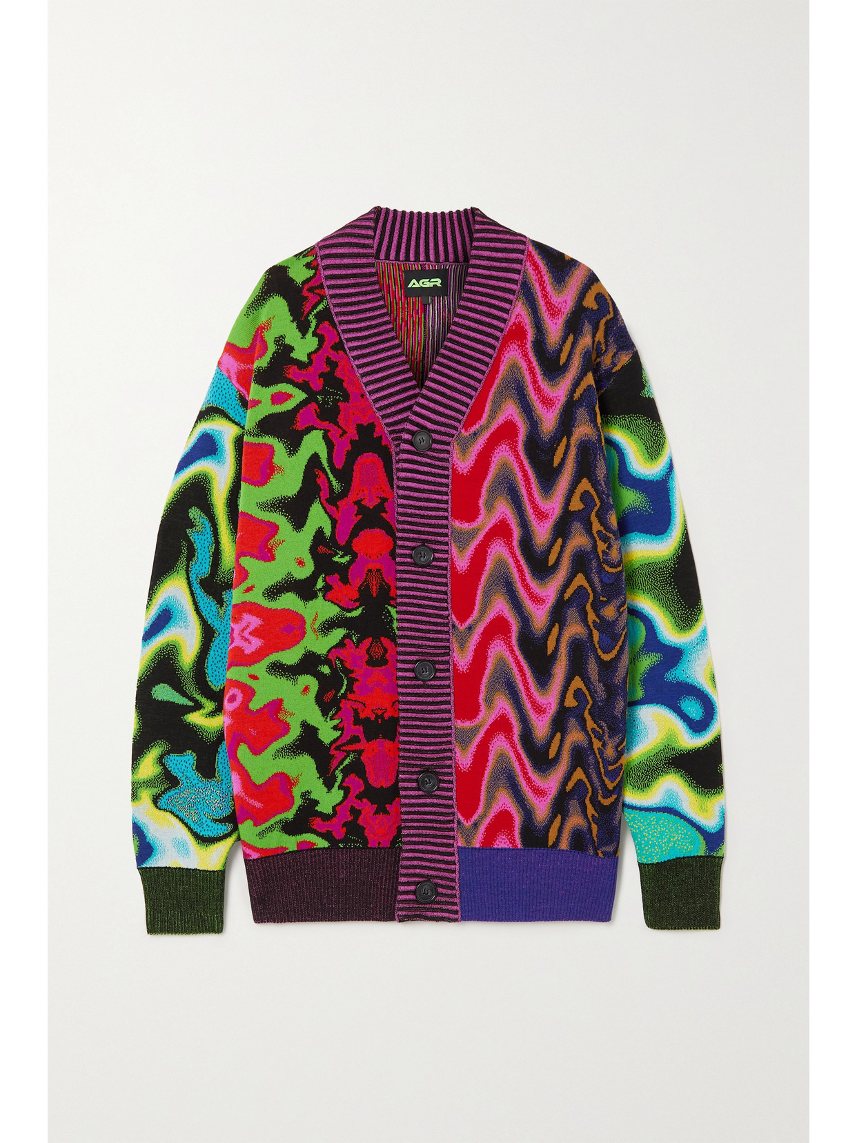 Agr Cherish Jacquard-knit Merino Wool Cardigan In Purple | ModeSens