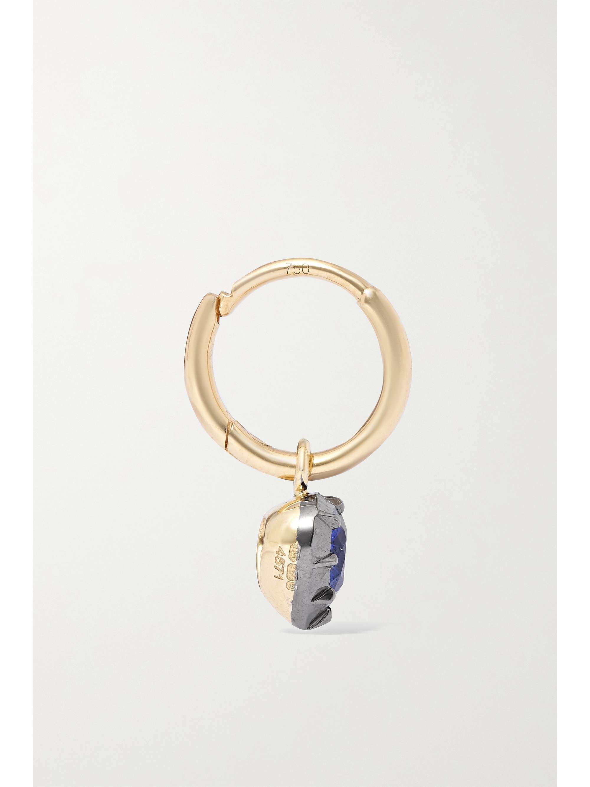 Gold Gypset 18 karat yellow and blackened gold sapphire hoop earrings