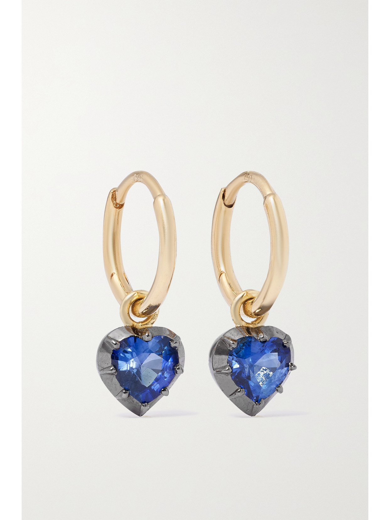 Click to view more detailed imagery on our partner's website Jessica Mccormack Gypset 18-karat Yellow And Blackened Gold Sapphire Hoop Earrings