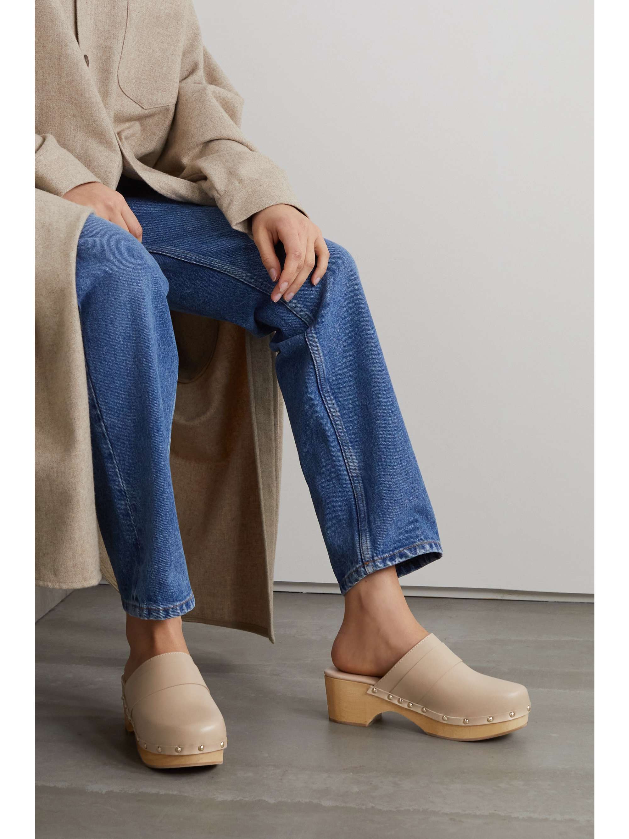 AEYDE Bibi studded leather clogs