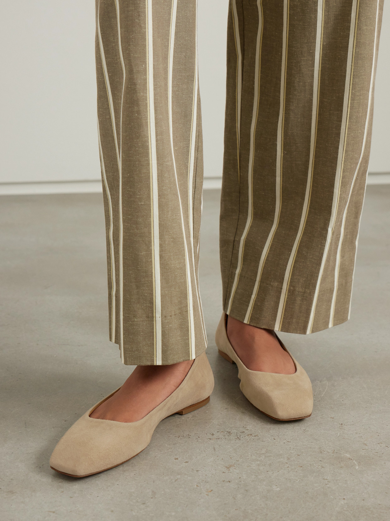 Shop Aeyde Ida Suede Ballet Flats In Neutrals