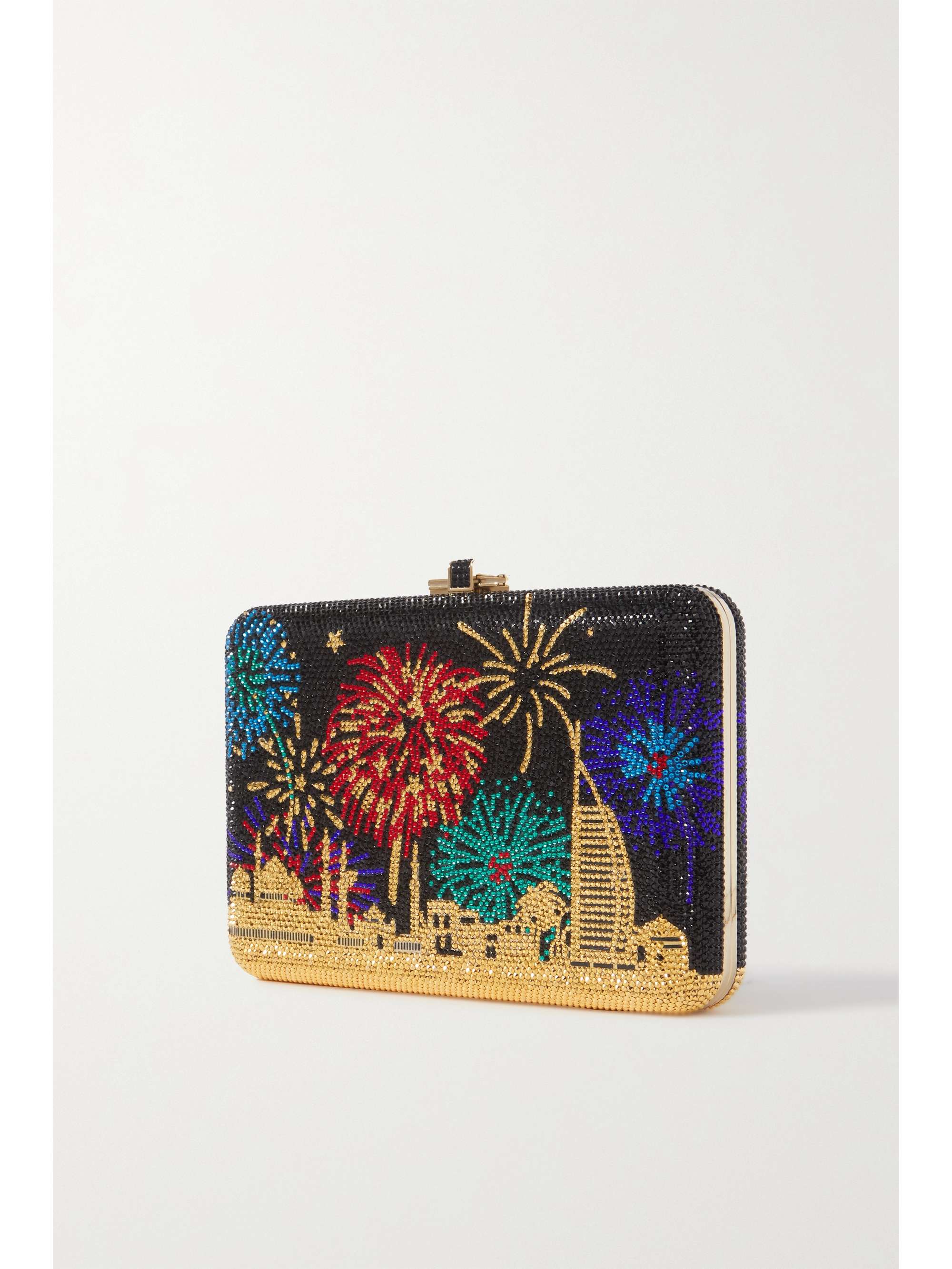 JUDITH LEIBER COUTURE Emirates crystal-embellished silver-tone clutch