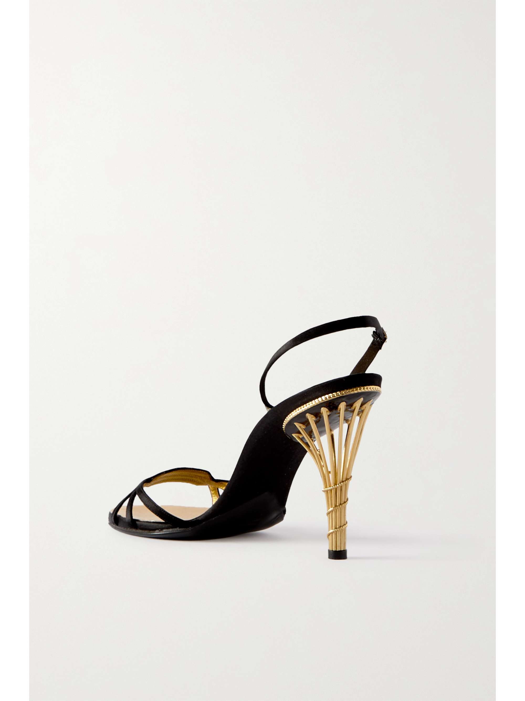 FERRAGAMO Creations Calipso 1956 satin-trimmed metallic leather sandals