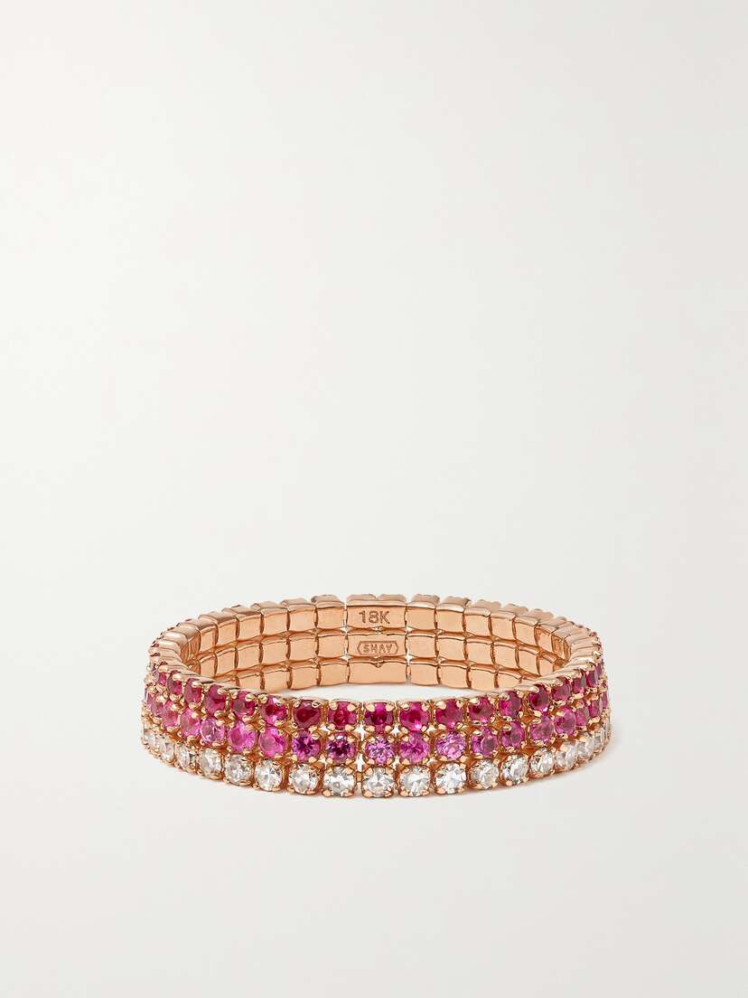 SHAY 18-karat Rose Gold Diamond, Sapphire And Ruby Ring
