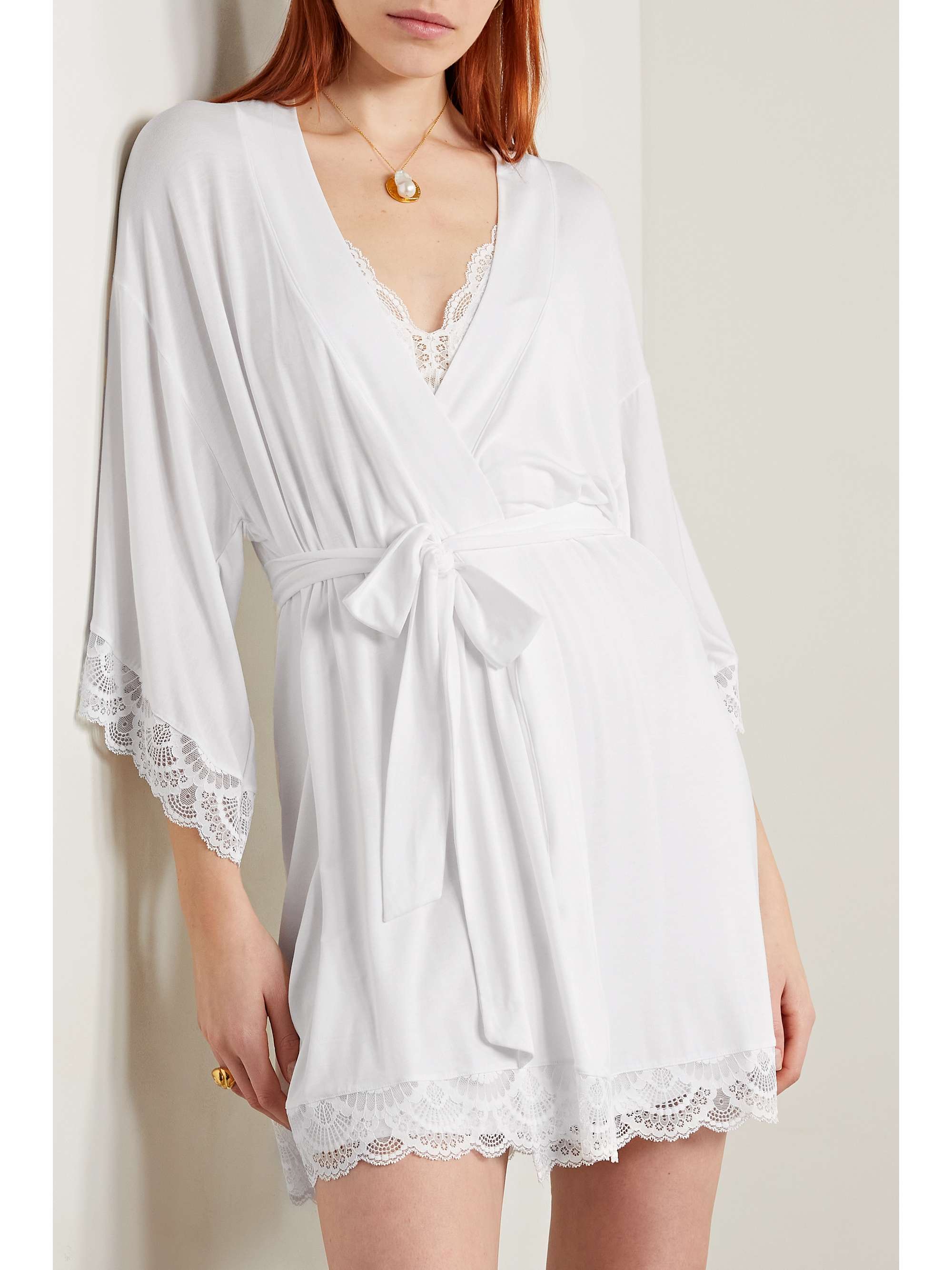 EBERJEY The Mademoiselle lace-trimmed stretch-TENCEL modal robe