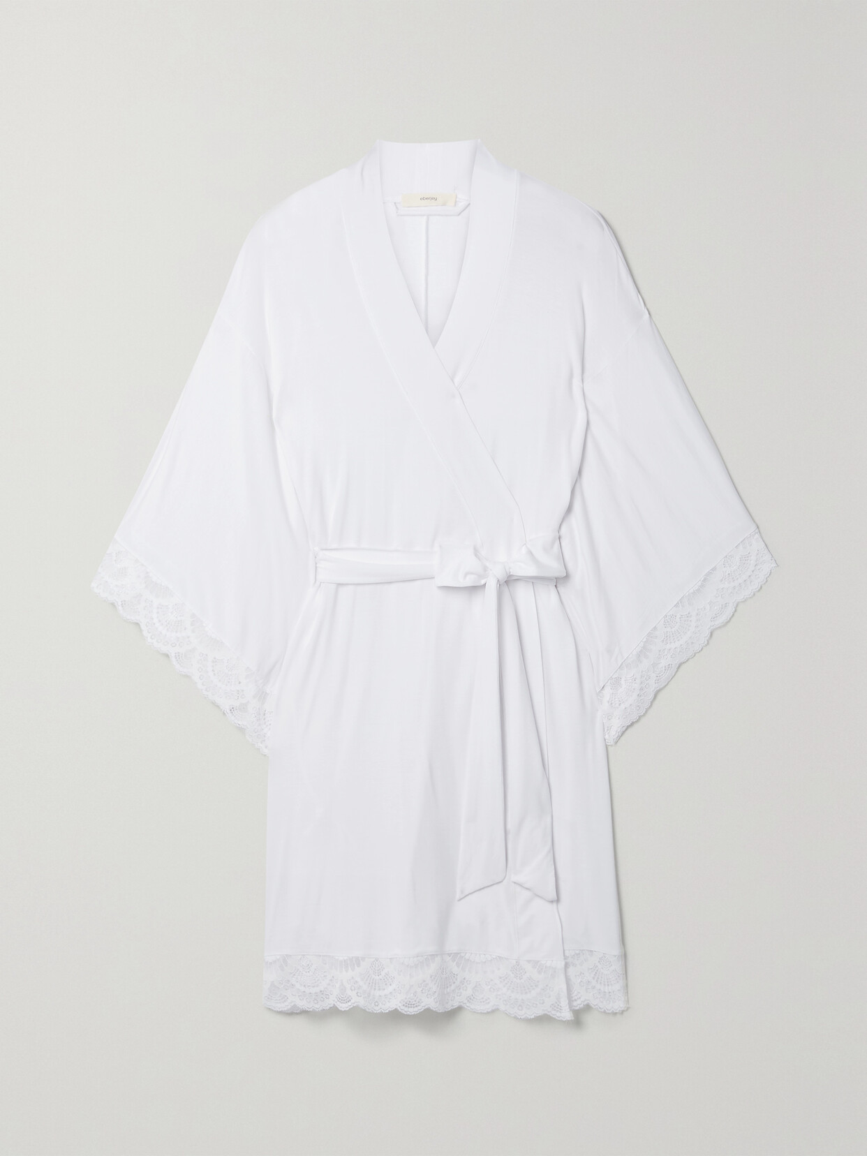 Eberjey The Mademoiselle Lace-trimmed Stretch-tencel Modal Robe - White
