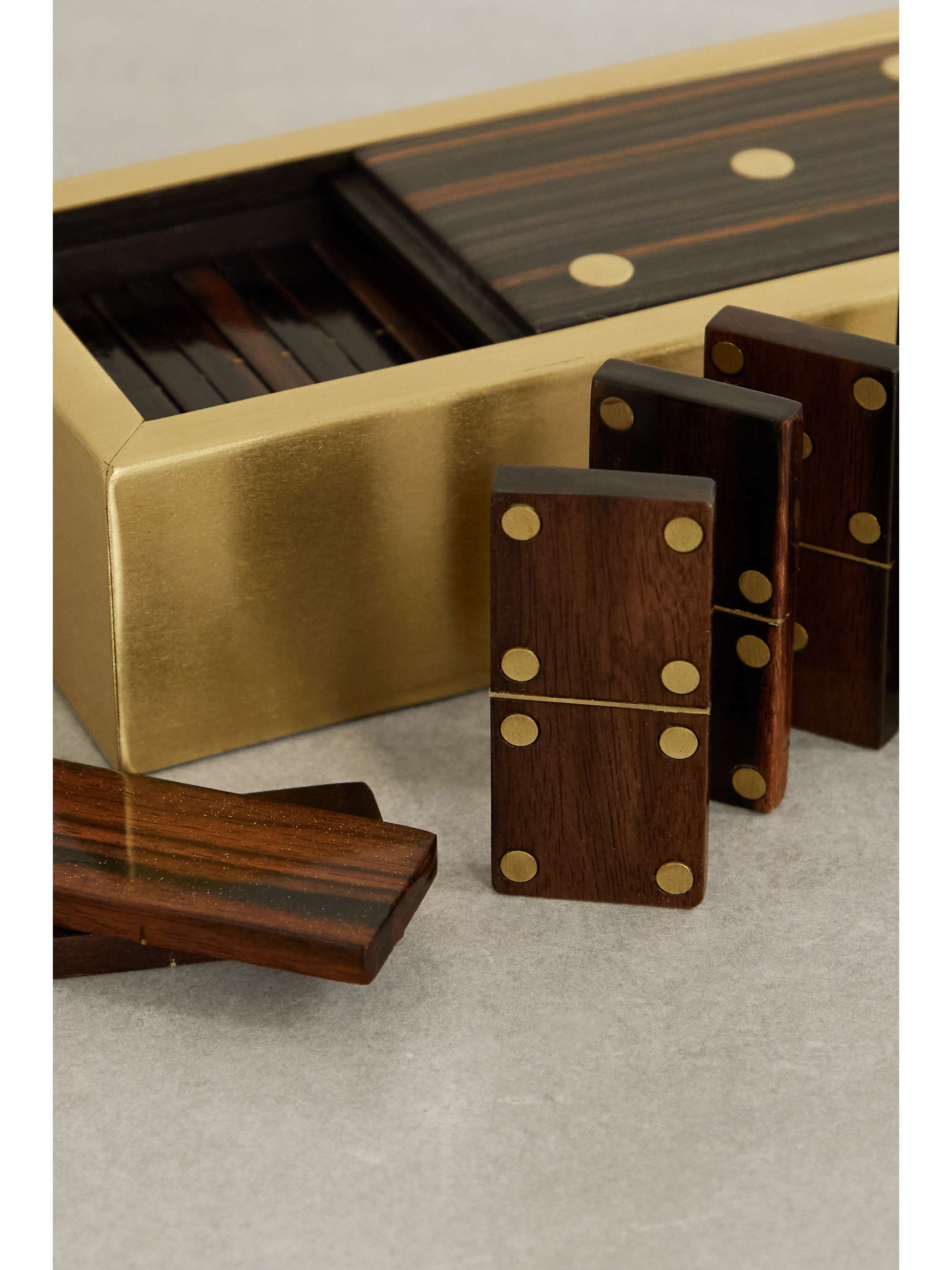 L'OBJET Deco wood and brass dominoes set