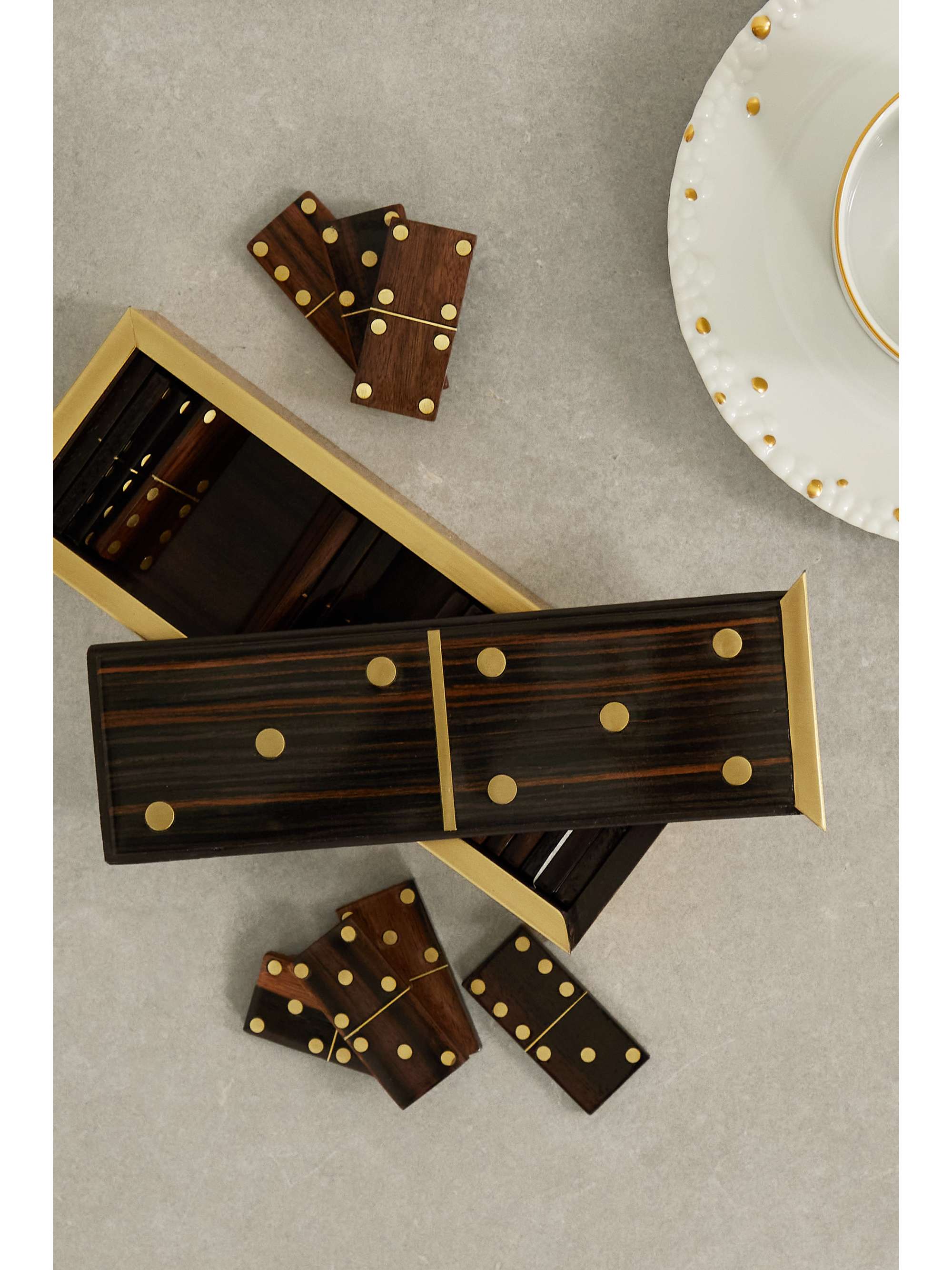 L'OBJET Deco wood and brass dominoes set