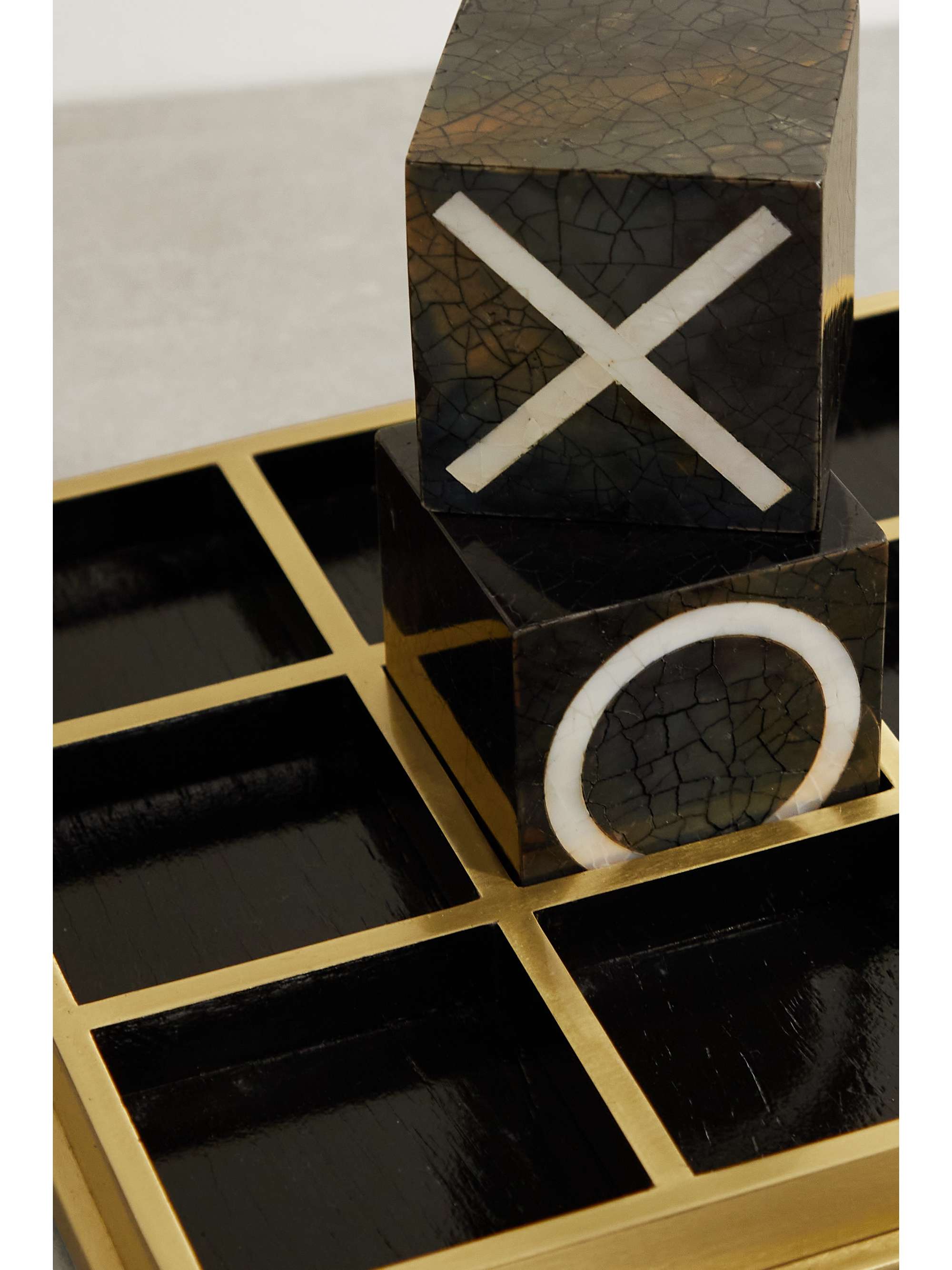 L'OBJET Deco resin, shell and brass tic-tac-toe set